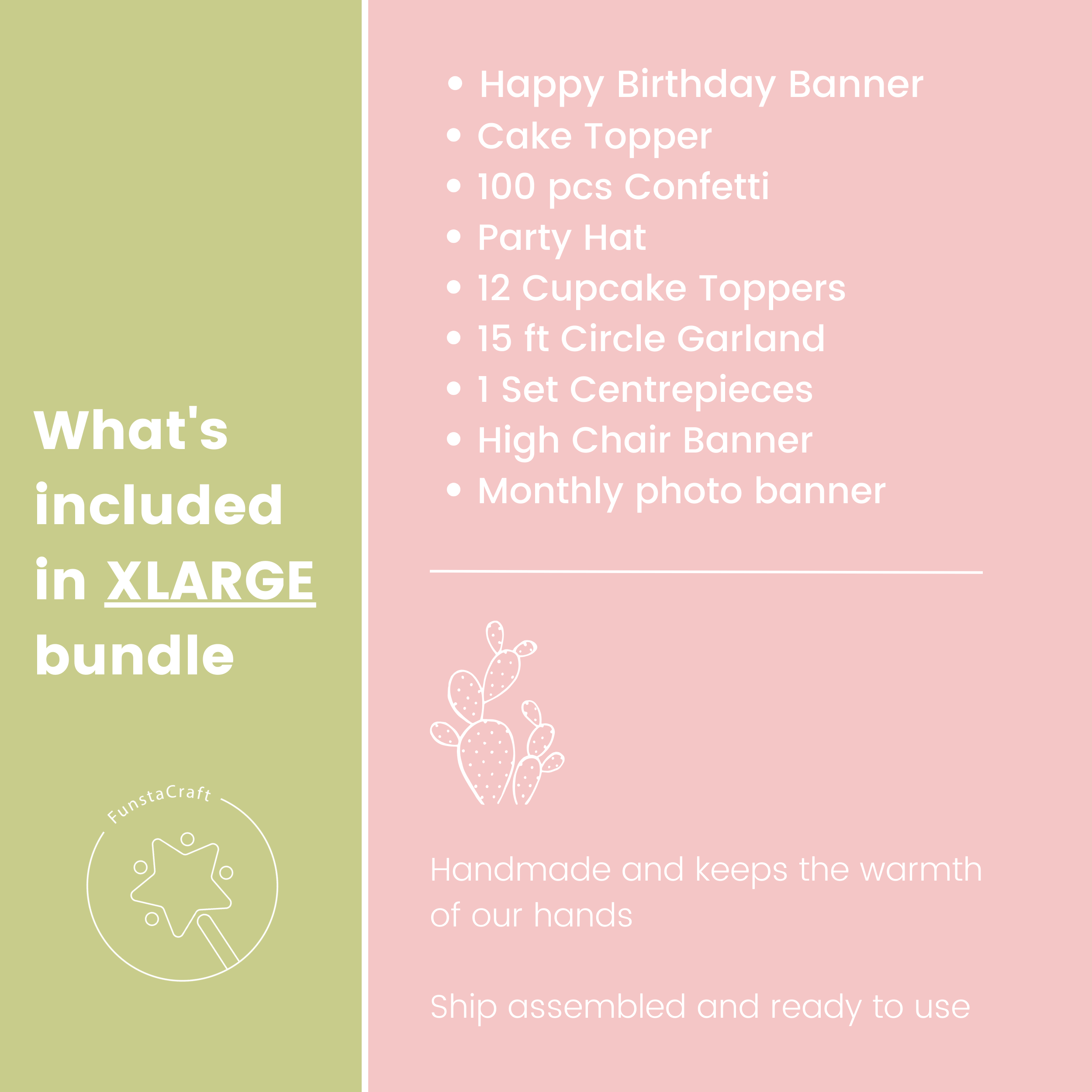Pink Cactus First Birthday Bundle, One Prickly Pair Girl Birthday Decorations