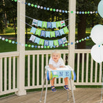 Golf Birthday Circle Garland – Hole in One Party Decor – Navy Blue & Green Paper Streamer – Boys Baby Shower Backdrop – Par-Tee Supplies