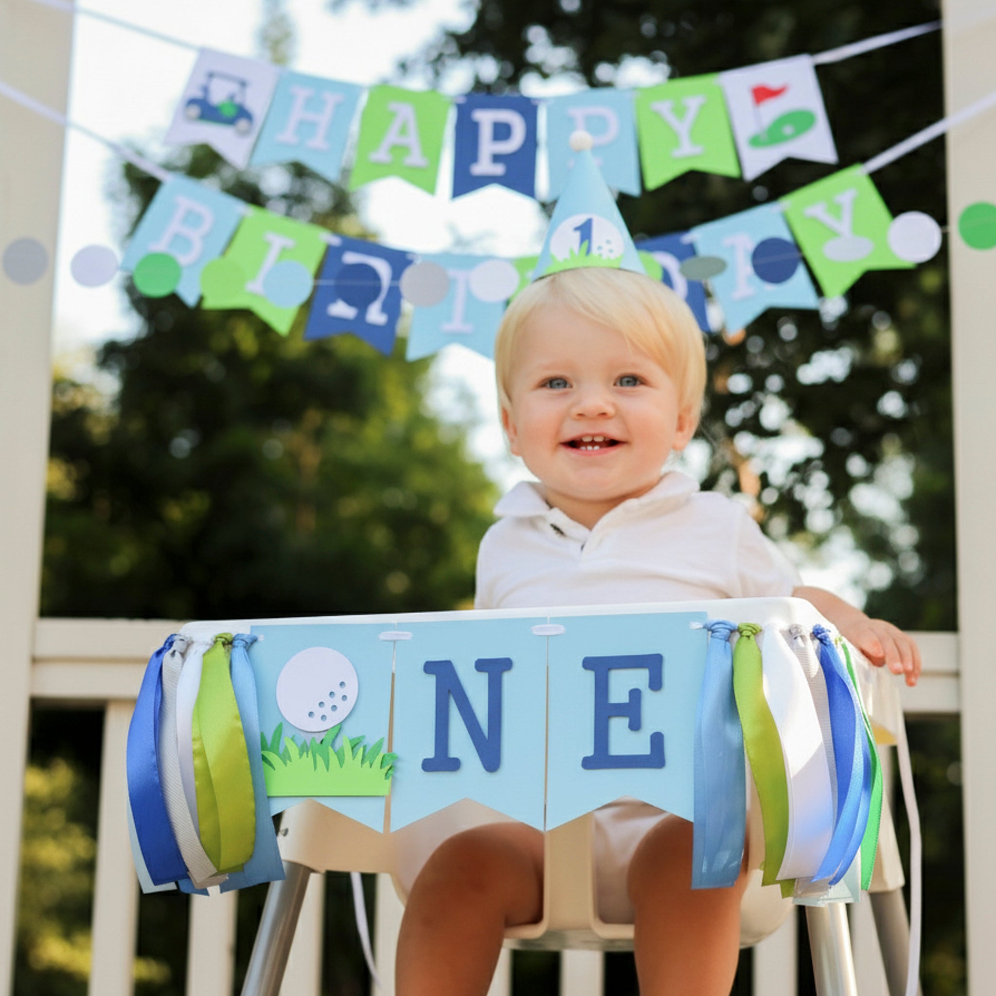 Golf Hole in One Highchair Banner for Boy - 1st Birthday Decor