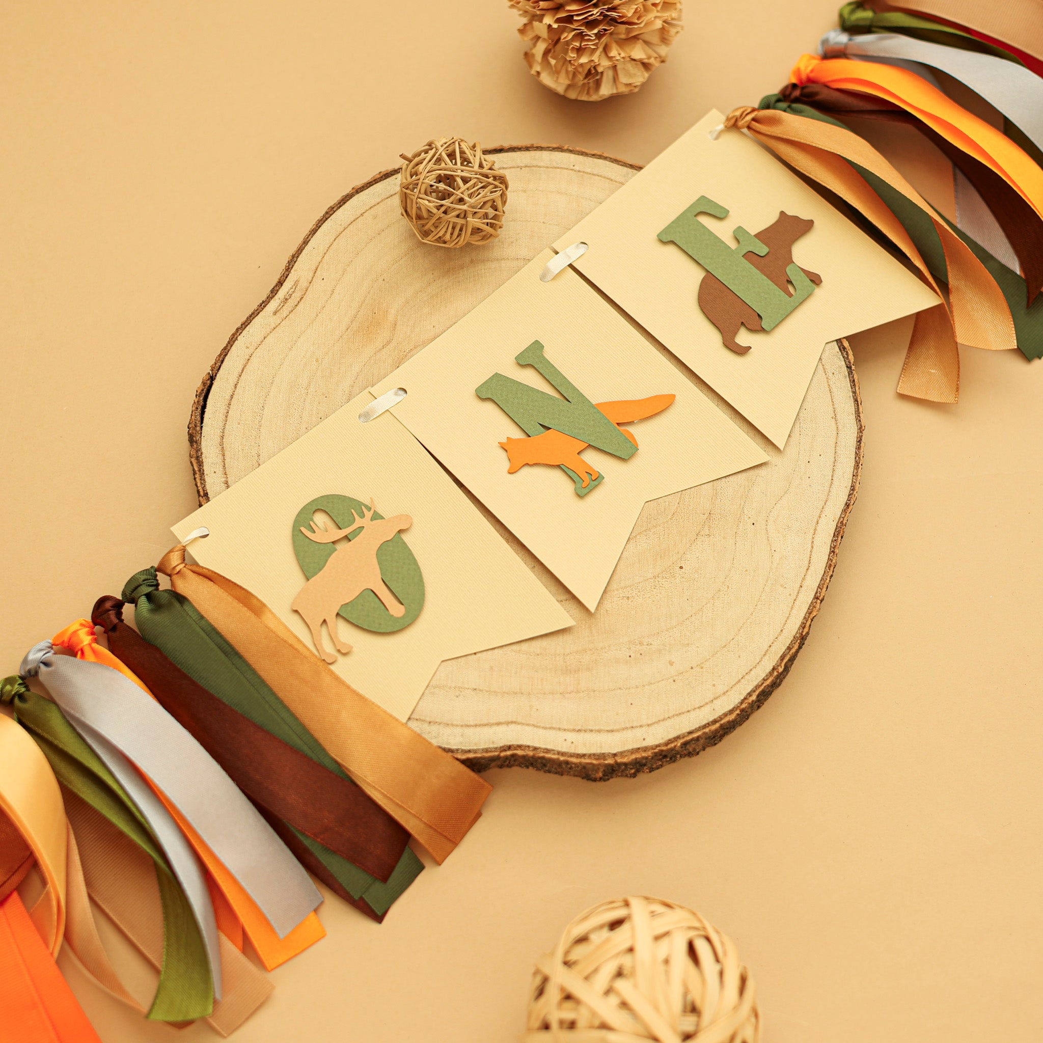 Woodland High Chair Banner - Forest Animals 1st Birthday Decor