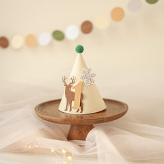 Winter Deer 1st Birthday Hat, Reindeer Smash Cake Photo Prop