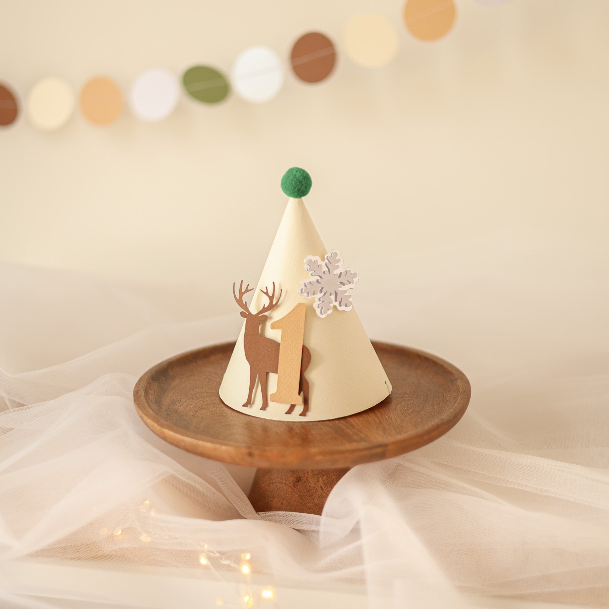 Decorative hat with reindeer design 