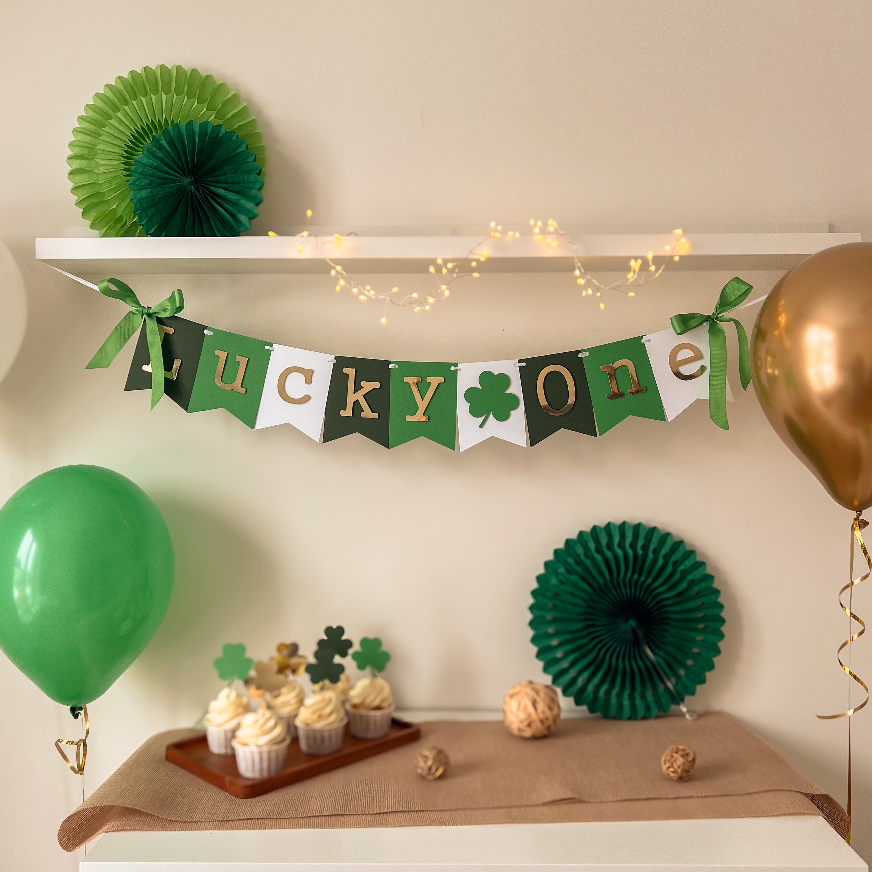 Lucky One First Birthday Banner St.Patric's Themed Birthday  Shamrock theme