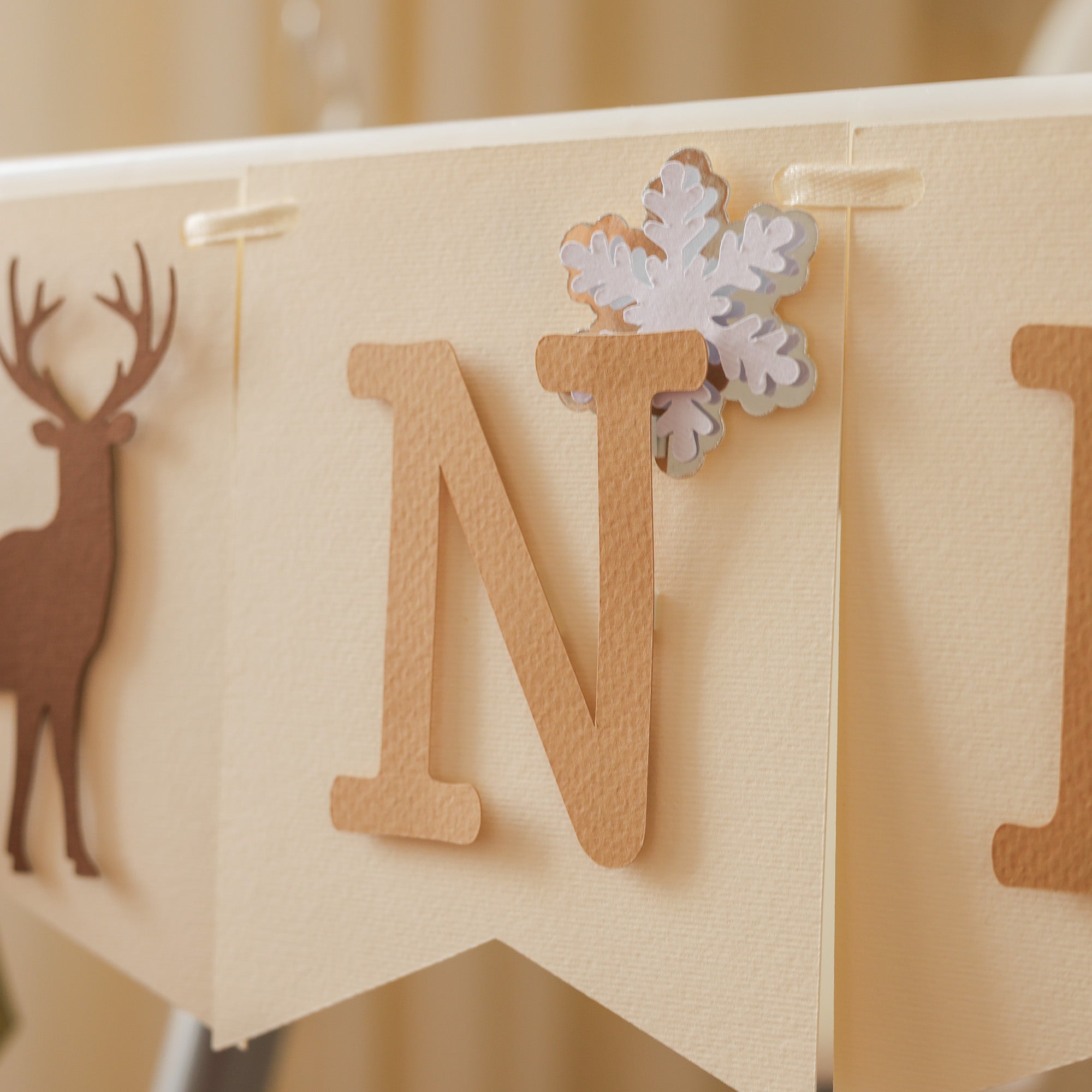 Winter deer highchair banner for 1st birthday cake smash