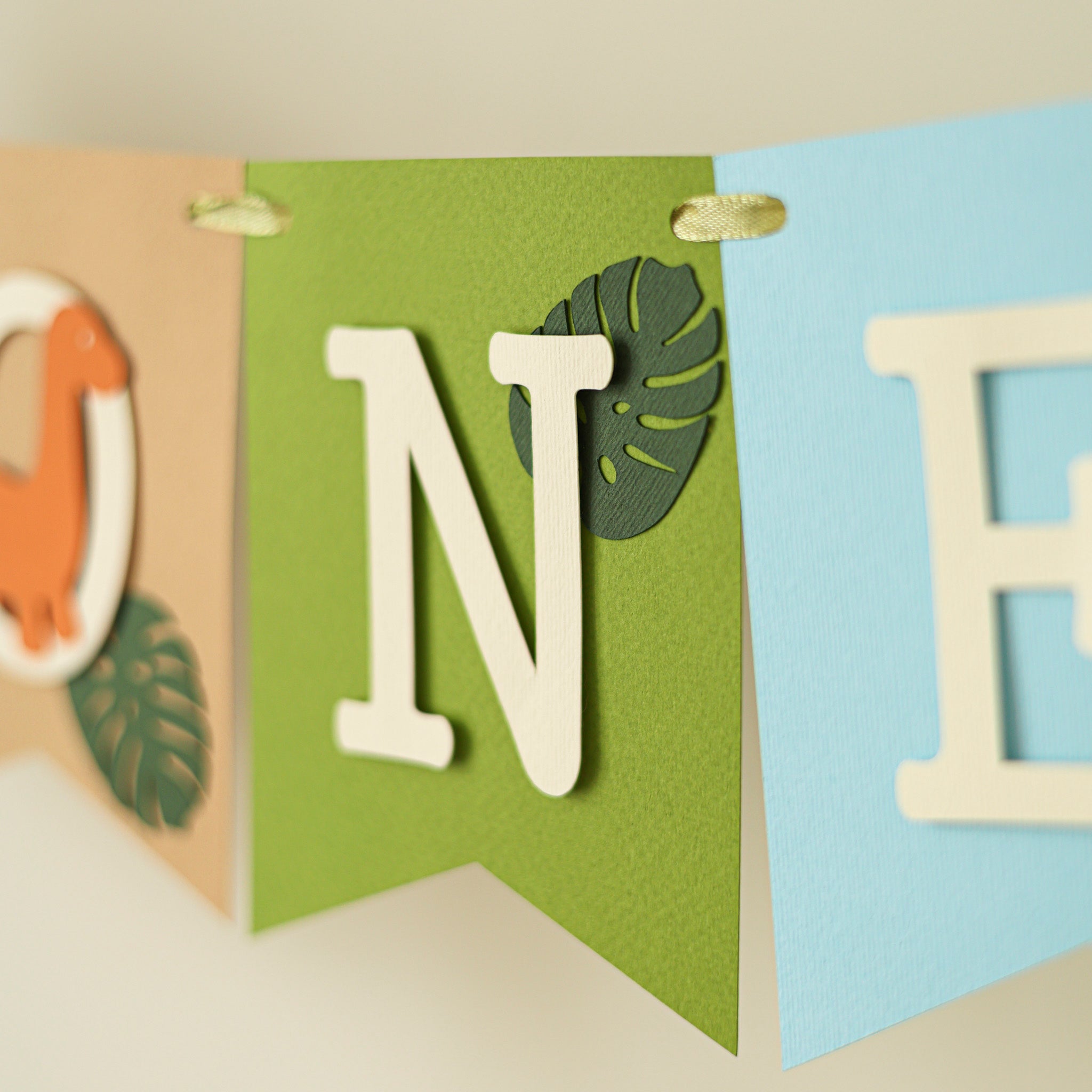 One-A-Saurus Dinosaur High Chair Banner - First Birthday Dino Garland Decor