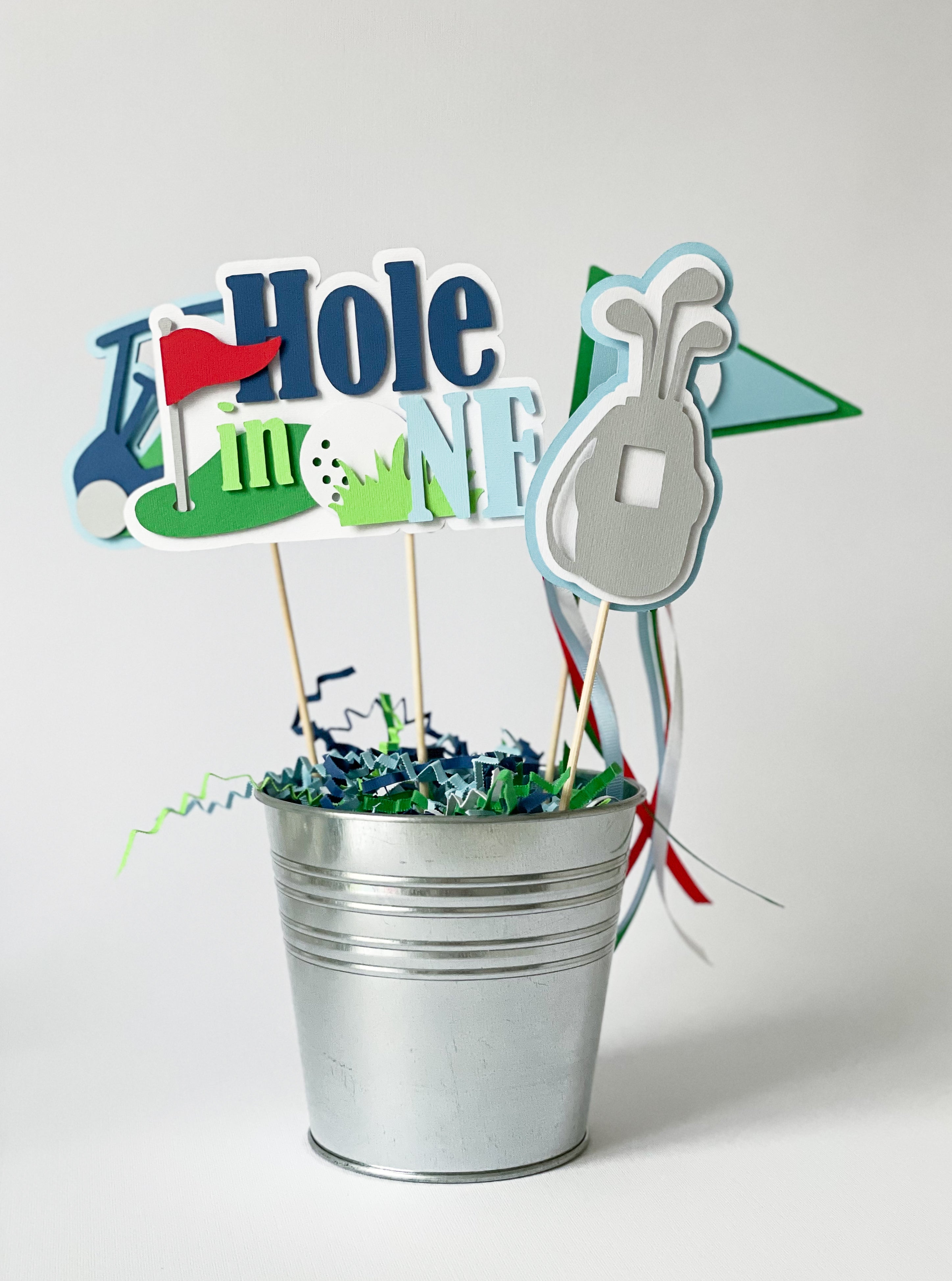  Golf Centerpieces Hole in One Boy 1st Birthday Decoration Golf Theme Party Hole in One Happy Birthday 