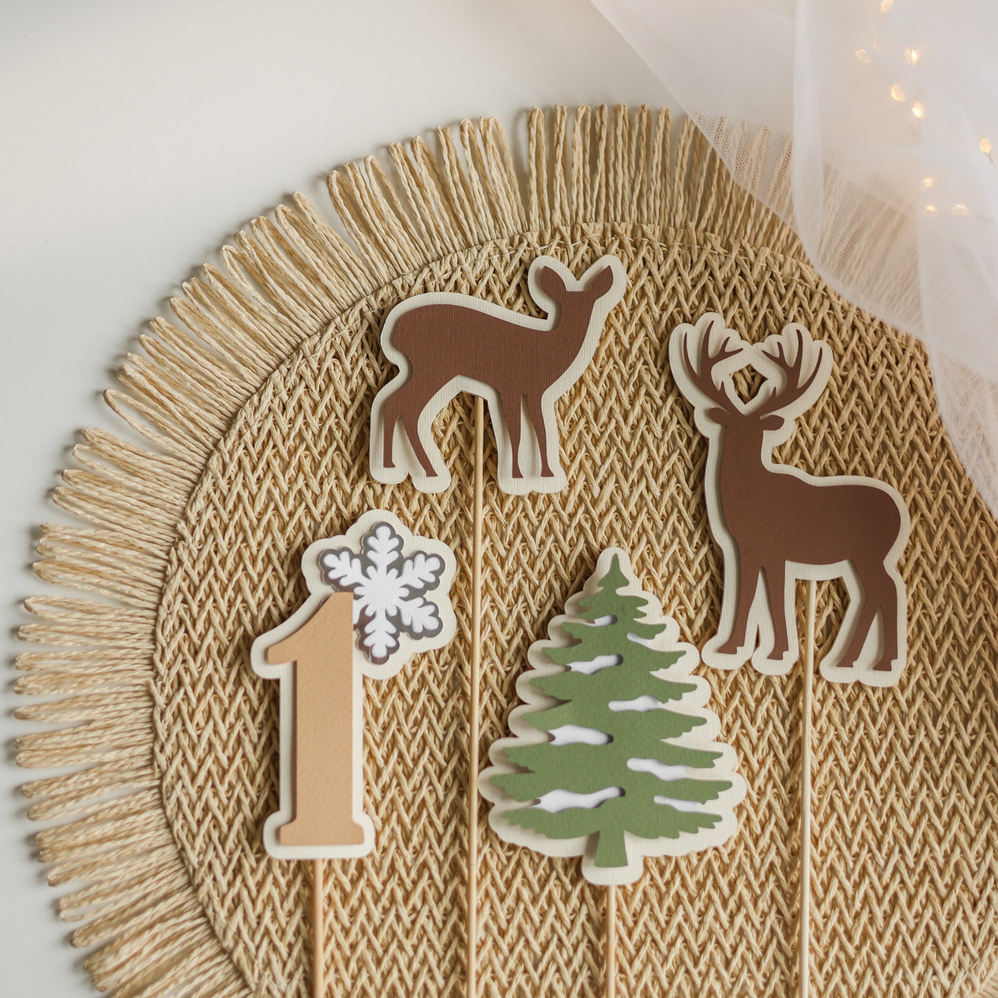 Winter Deer Centerpieces, Woodland, One Deerful Evergreen Tree theme