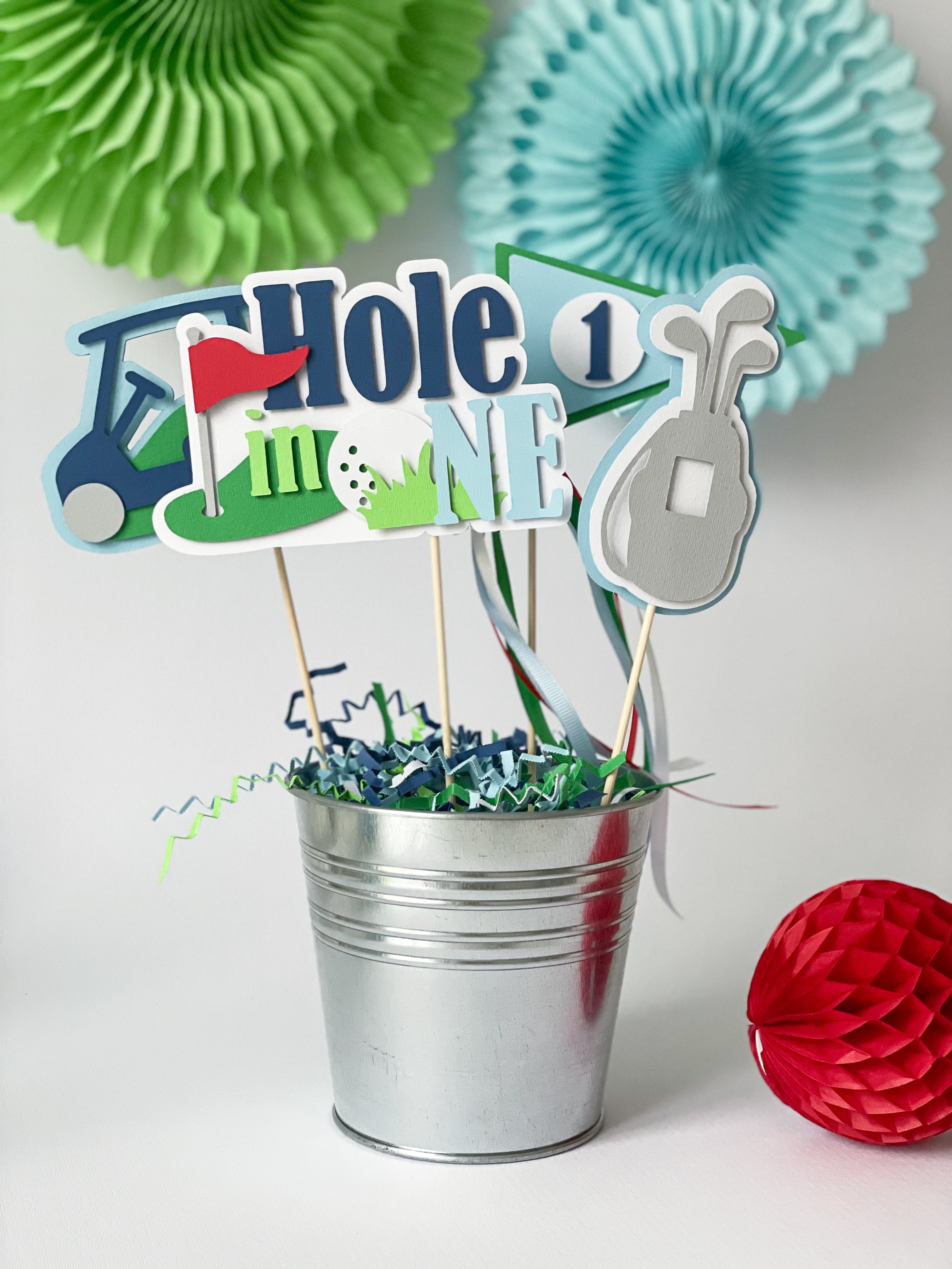 Golf Centerpieces Hole in One Boy 1st Birthday Decoration Golf Theme Party Hole in One Happy Birthday 