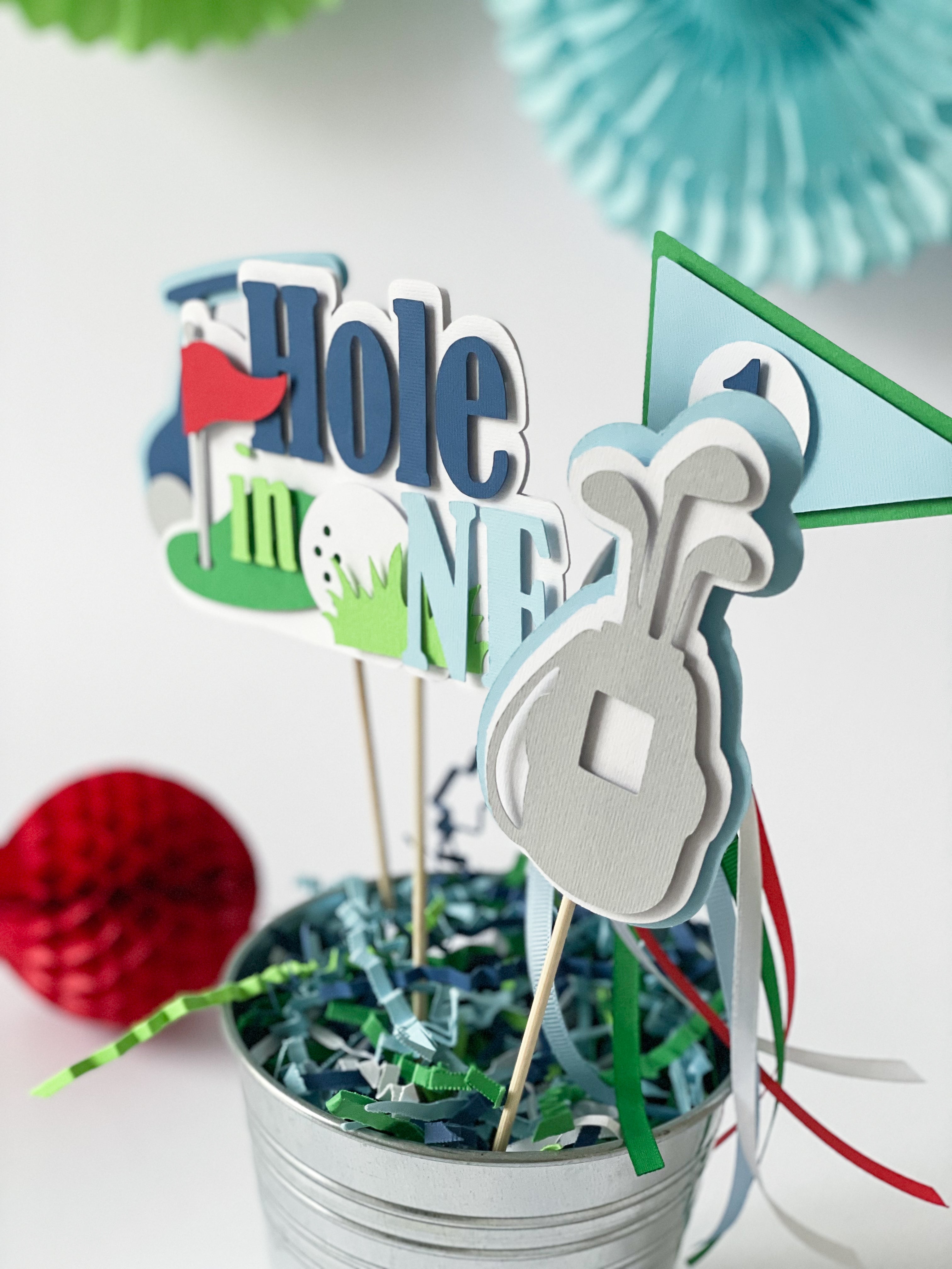 Golf Centerpieces Hole in One Boy 1st Birthday Decoration Golf Theme Party Hole in One Happy Birthday 