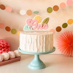 Surfboard Girl Cake Topper The Big One Birthday Little Surfer Birthday 