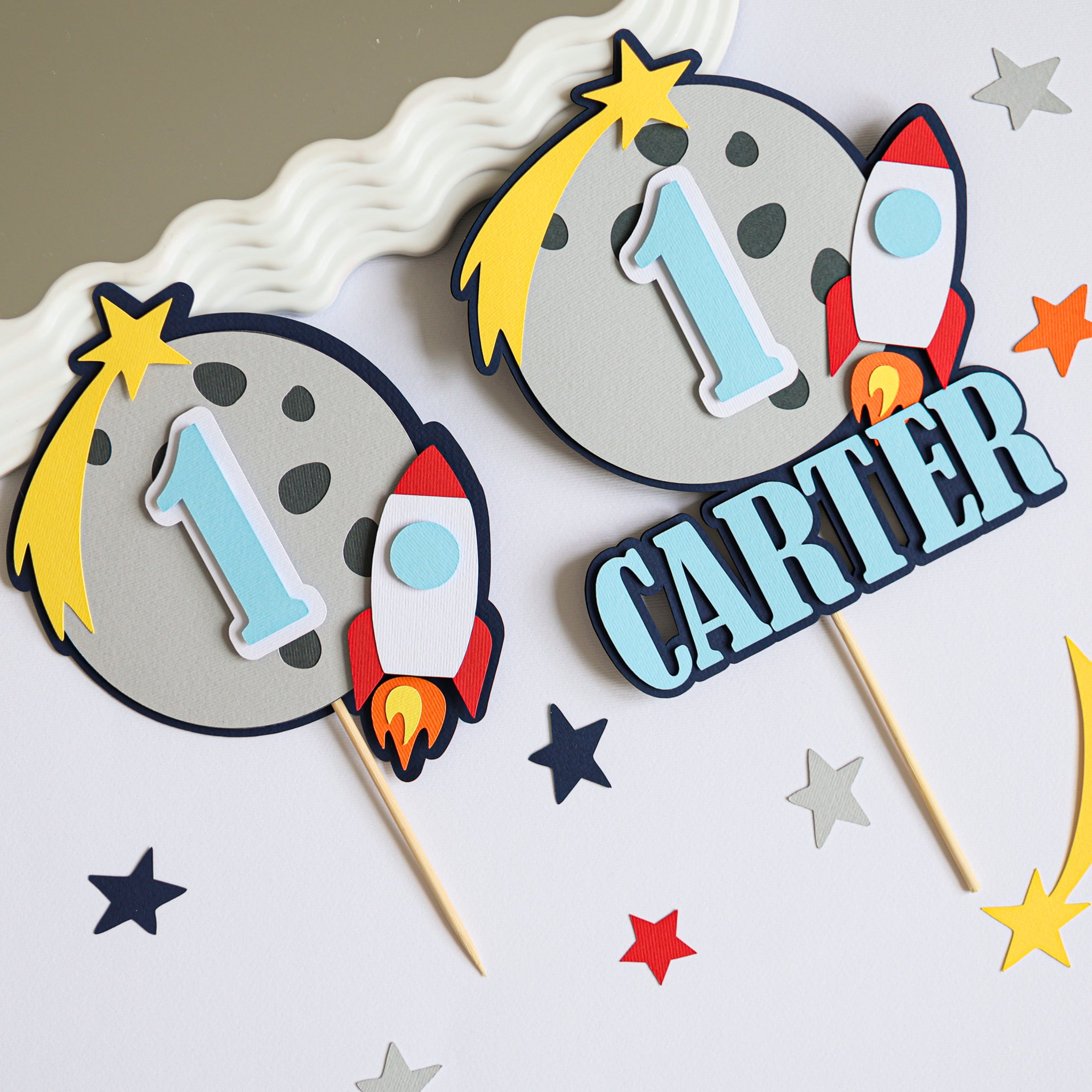 First Trip Around the Sun Space Birthday Cake Topper