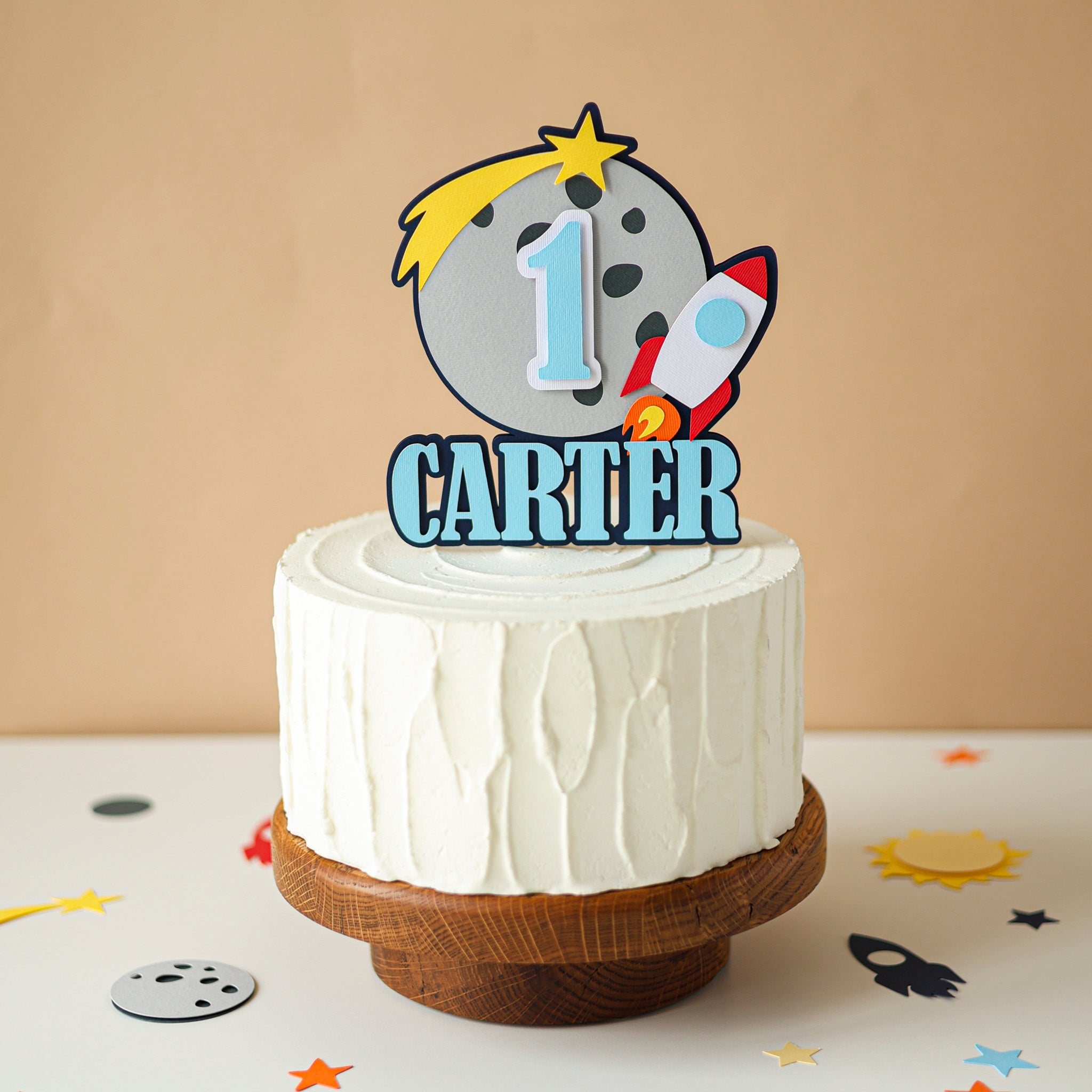 First Trip Around the Sun Space Birthday Cake Topper