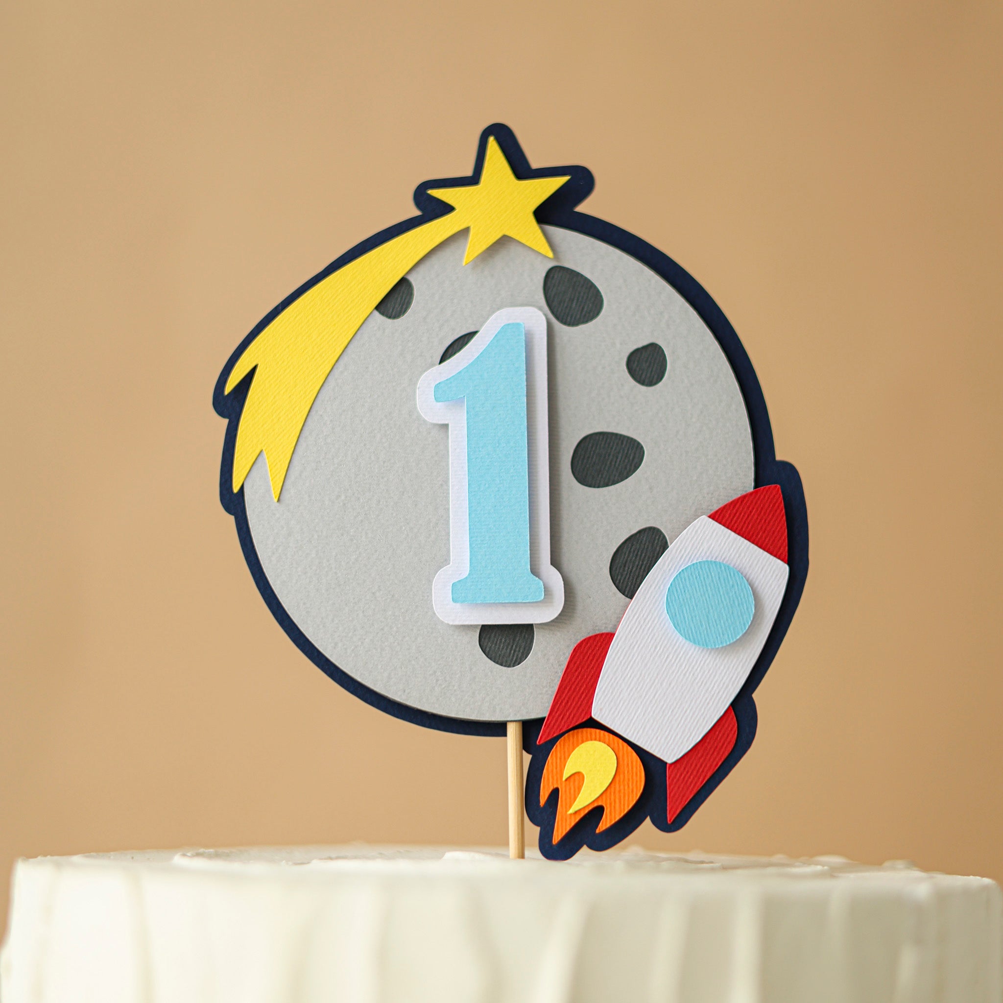 First Trip Around the Sun Space Birthday Cake Topper