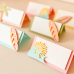 Surf Girl Food Tents The Big One Birthday Little Surfer Place Cards 