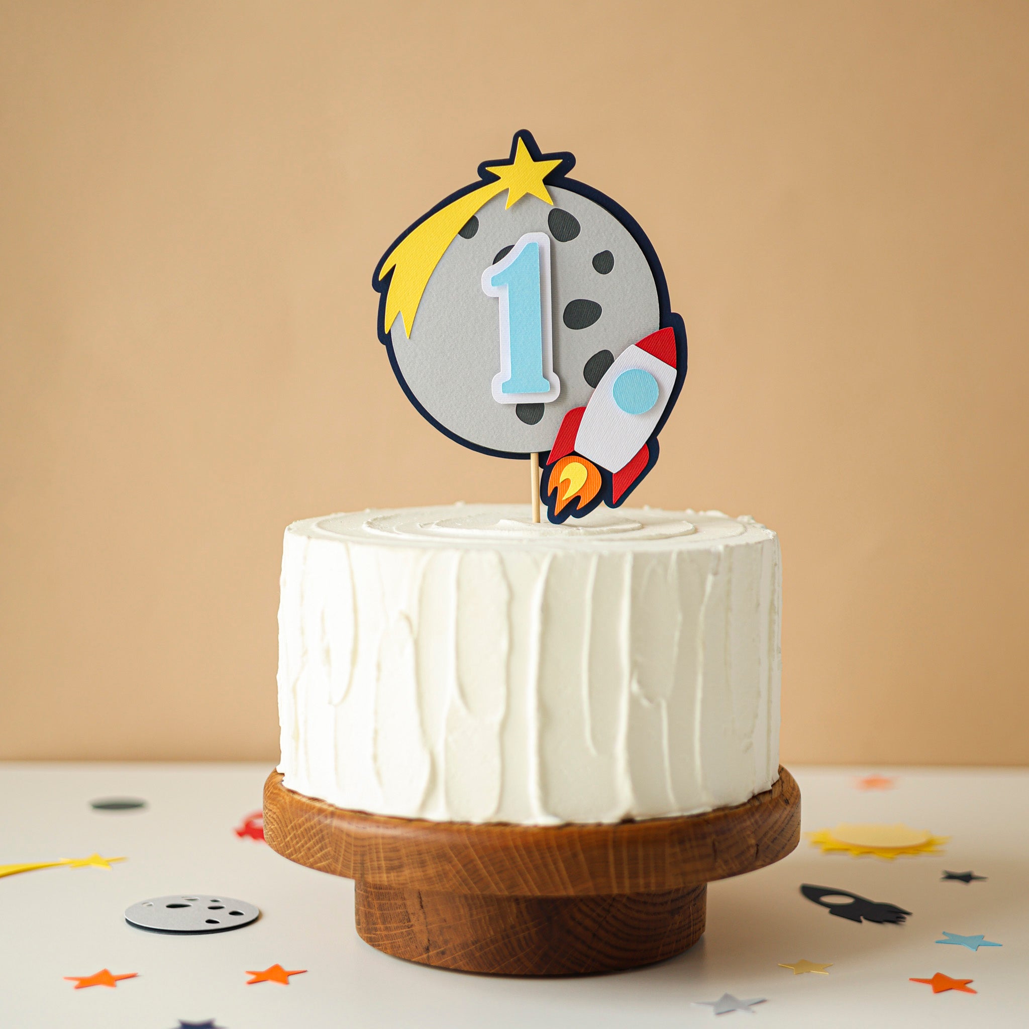 First Trip Around the Sun Space Birthday Cake Topper