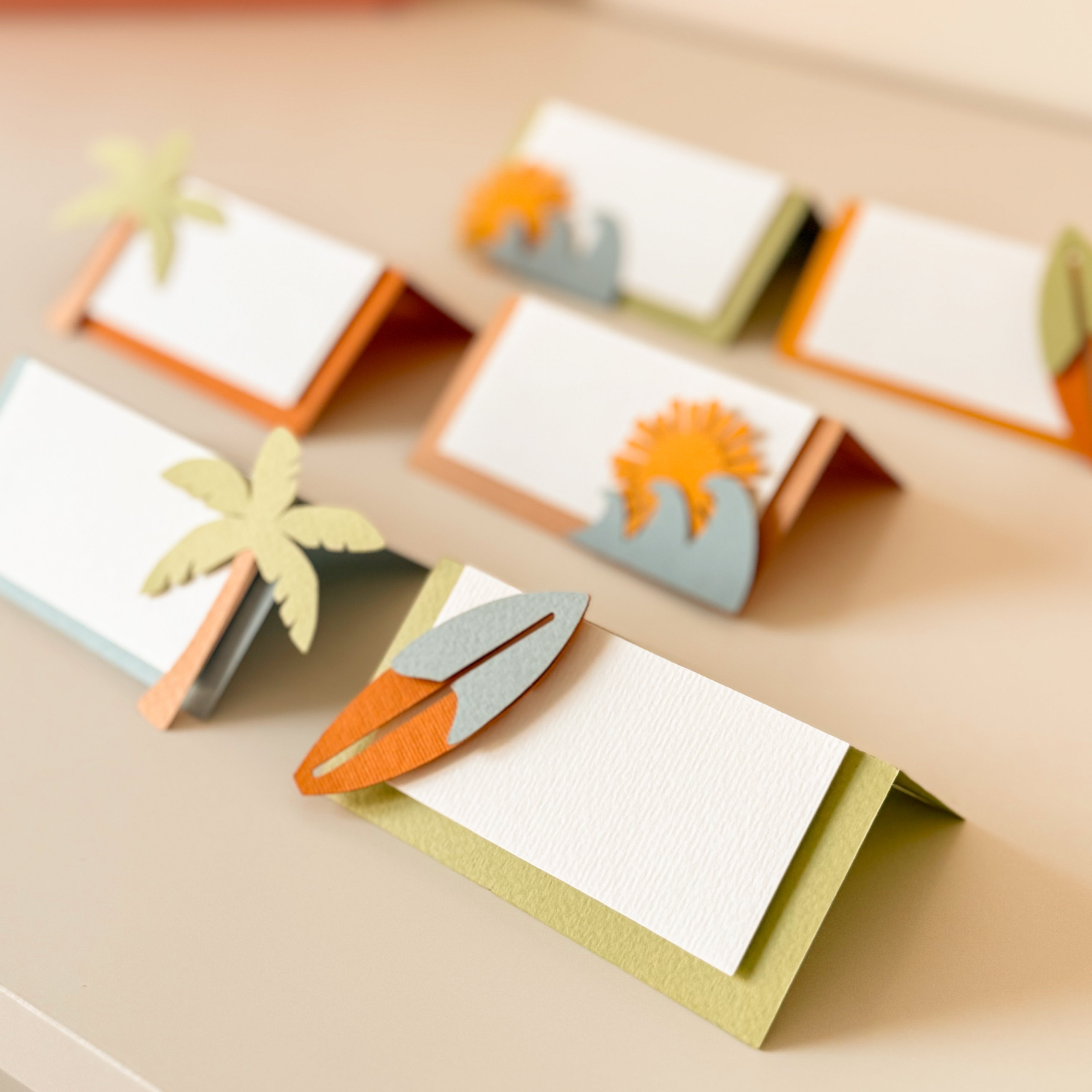 Surf Food Tents The Big One Birthday Little Surfer Place Cards 