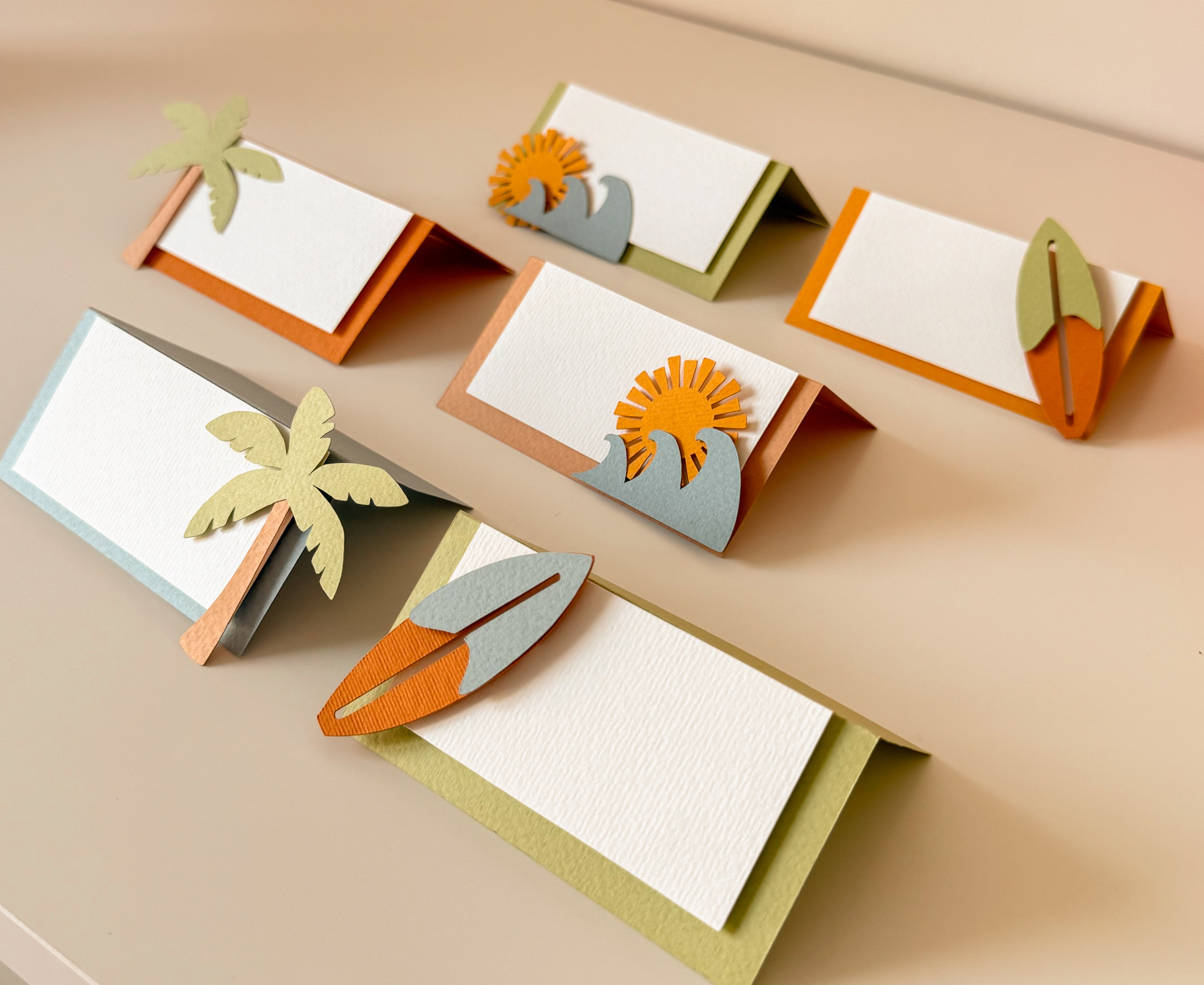 Surf Food Tents The Big One Birthday Little Surfer Place Cards 