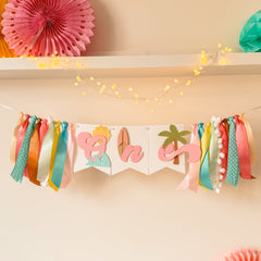 Surf Girl One First Birthday Highchair Banner Surf 1st Birthday