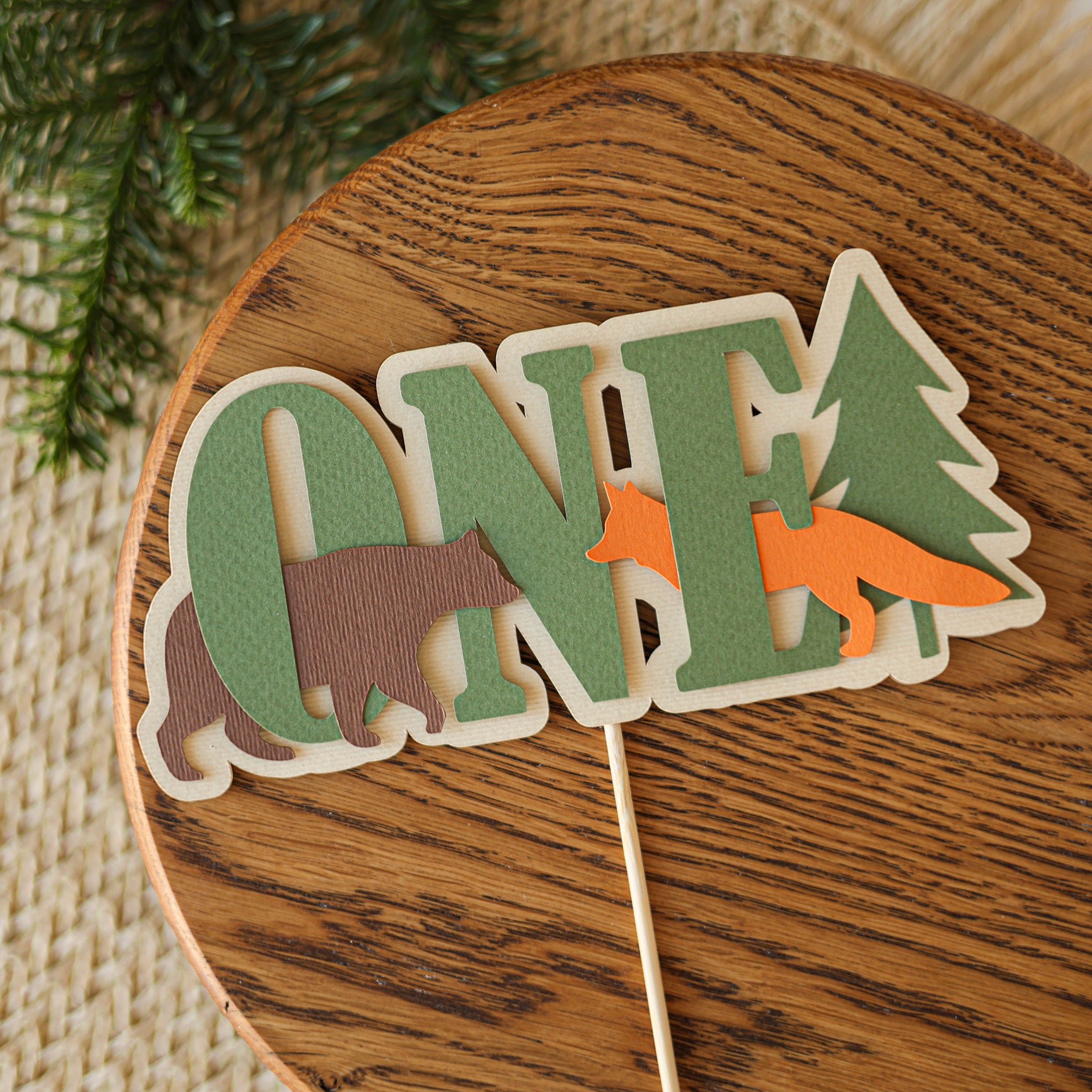 Woodland "ONE" Forest Animals Cake Topper