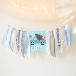 Christmas Red Truck highchair banner for baby's 1st birthday party and holiday photos
