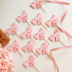 Pink Bow Cupcake Toppers Coquette Baby Shower Bonjour Bebe Party 