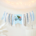 Christmas Red Truck highchair banner for baby's 1st birthday party and holiday photos
