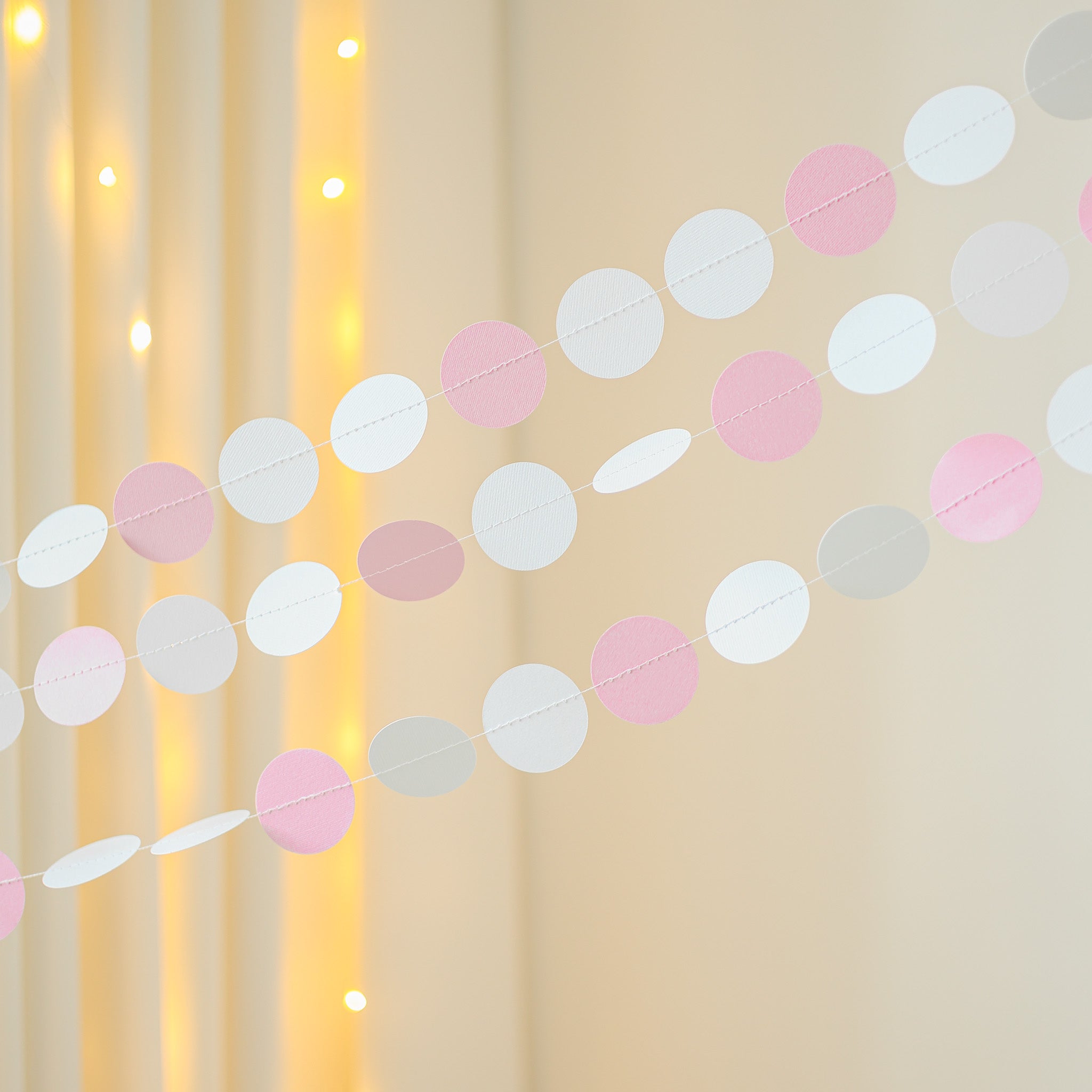 Paper circle banner backdrop for baby girl shower and first birthday photoshoot