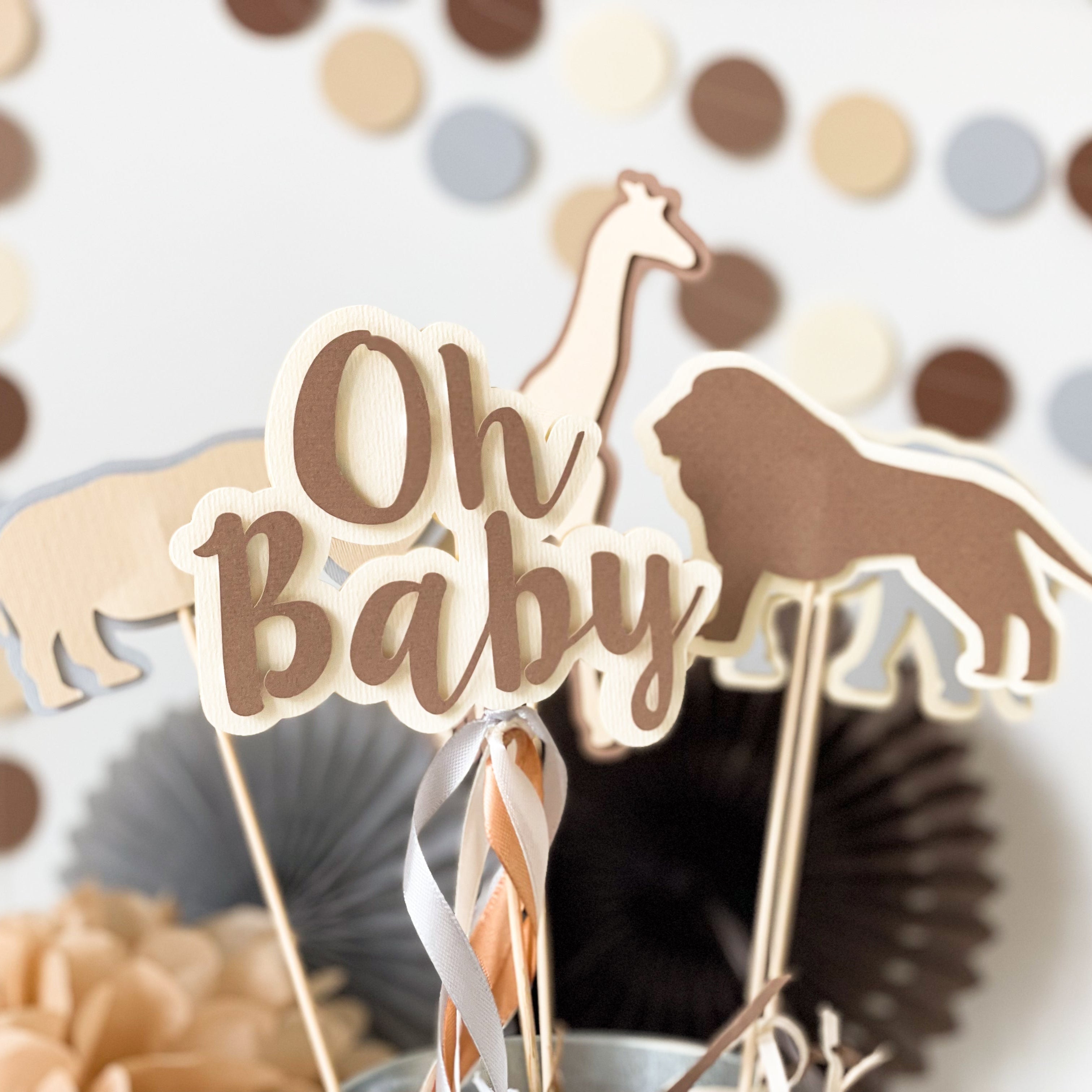 Safari Centerpieces  Safari Baby Shower Oh Baby Cake Topper ZOO theme Baby Shower