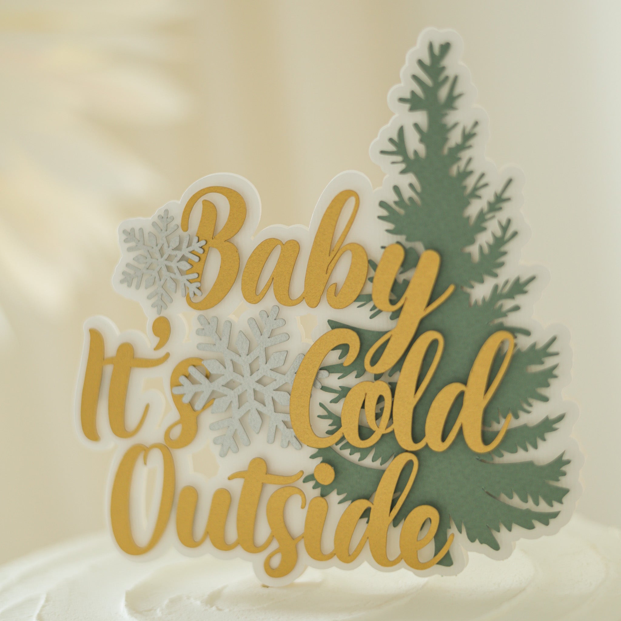 Baby It's Cold Outside Cake Topper - Winter Forest Baby Shower Decor