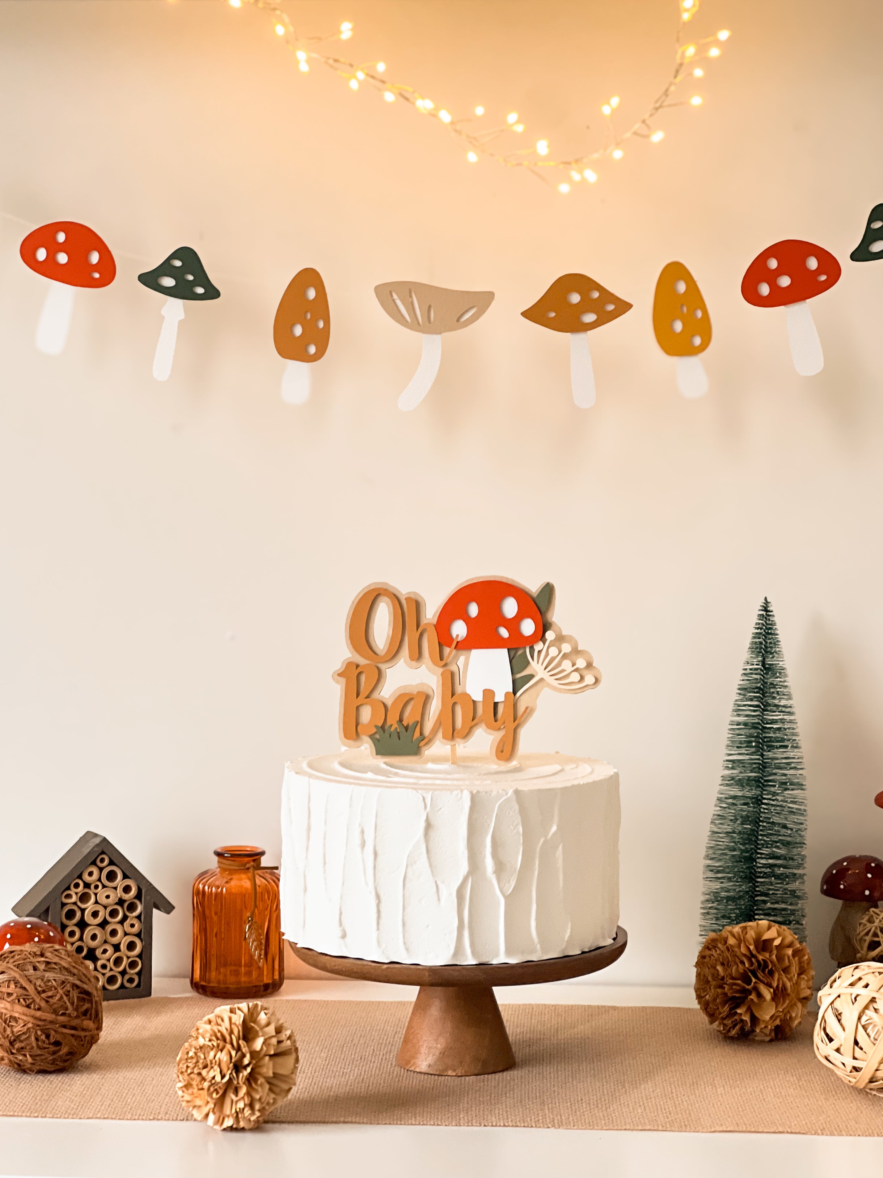 Mushroom Oh Baby Cake Topper Woodland themed Baby Showers A Little Mushroom is on the Way 