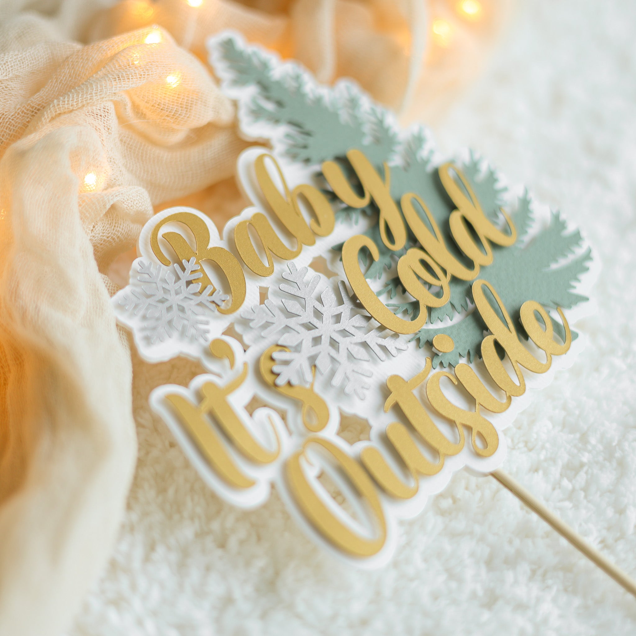 Baby It's Cold Outside Cake Topper - Winter Forest Baby Shower Decor
