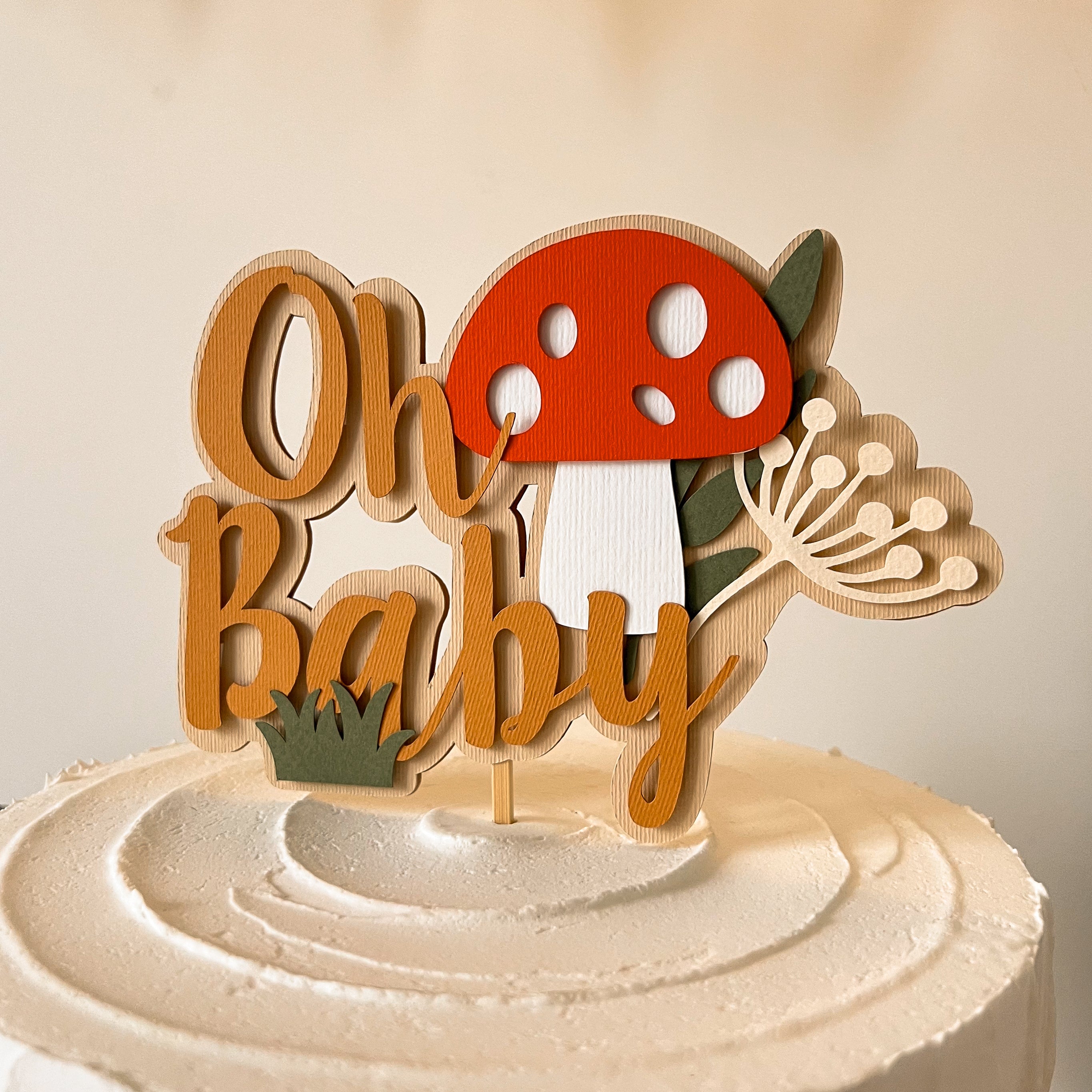 Mushroom Oh Baby Cake Topper Woodland themed Baby Showers A Little Mushroom is on the Way 