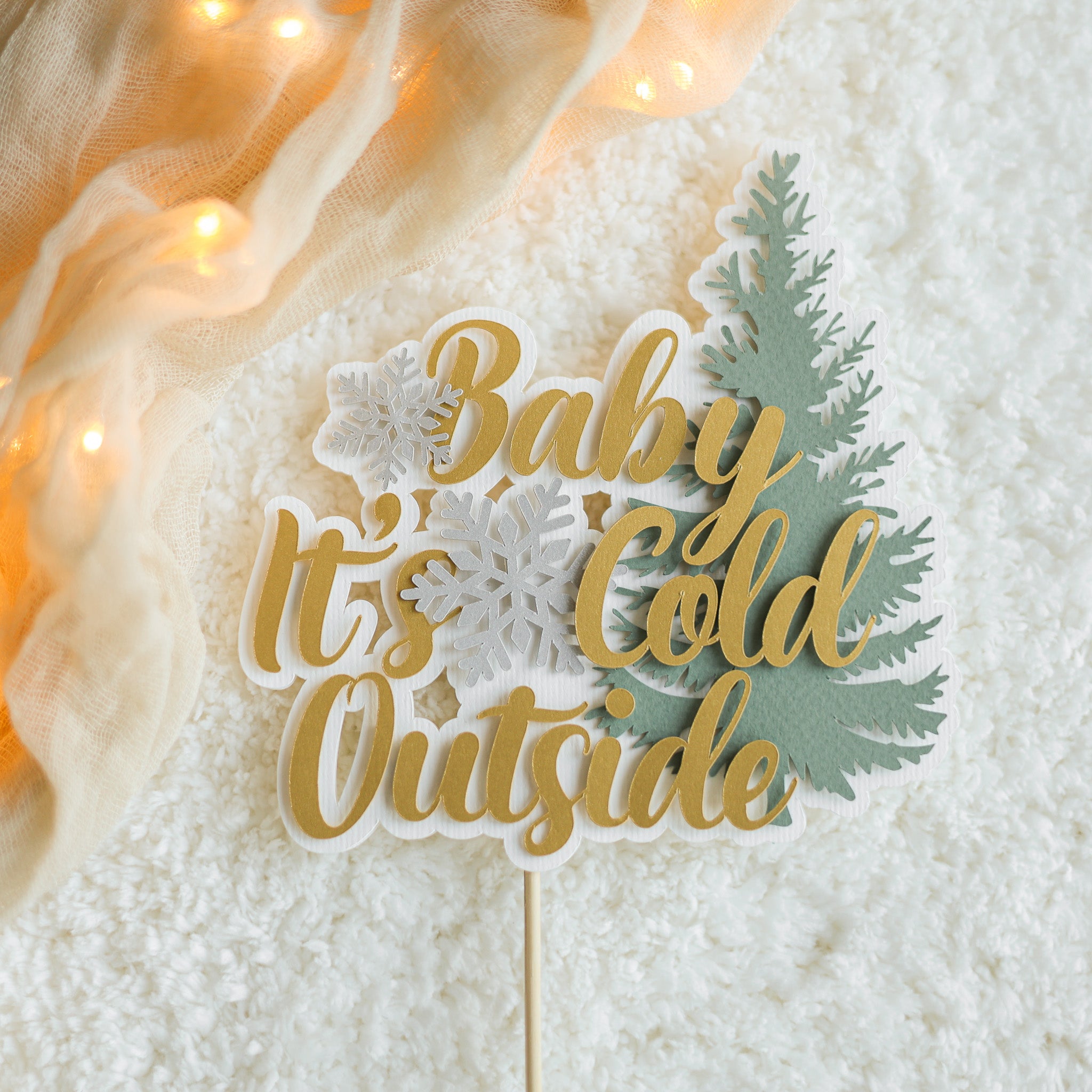 Baby It's Cold Outside Cake Topper - Winter Forest Baby Shower Decor