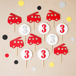 Red fire truck cake toppers