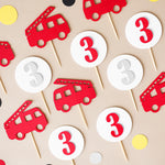 Red fire truck cake toppers
