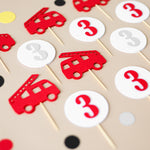 Red fire truck cake toppers