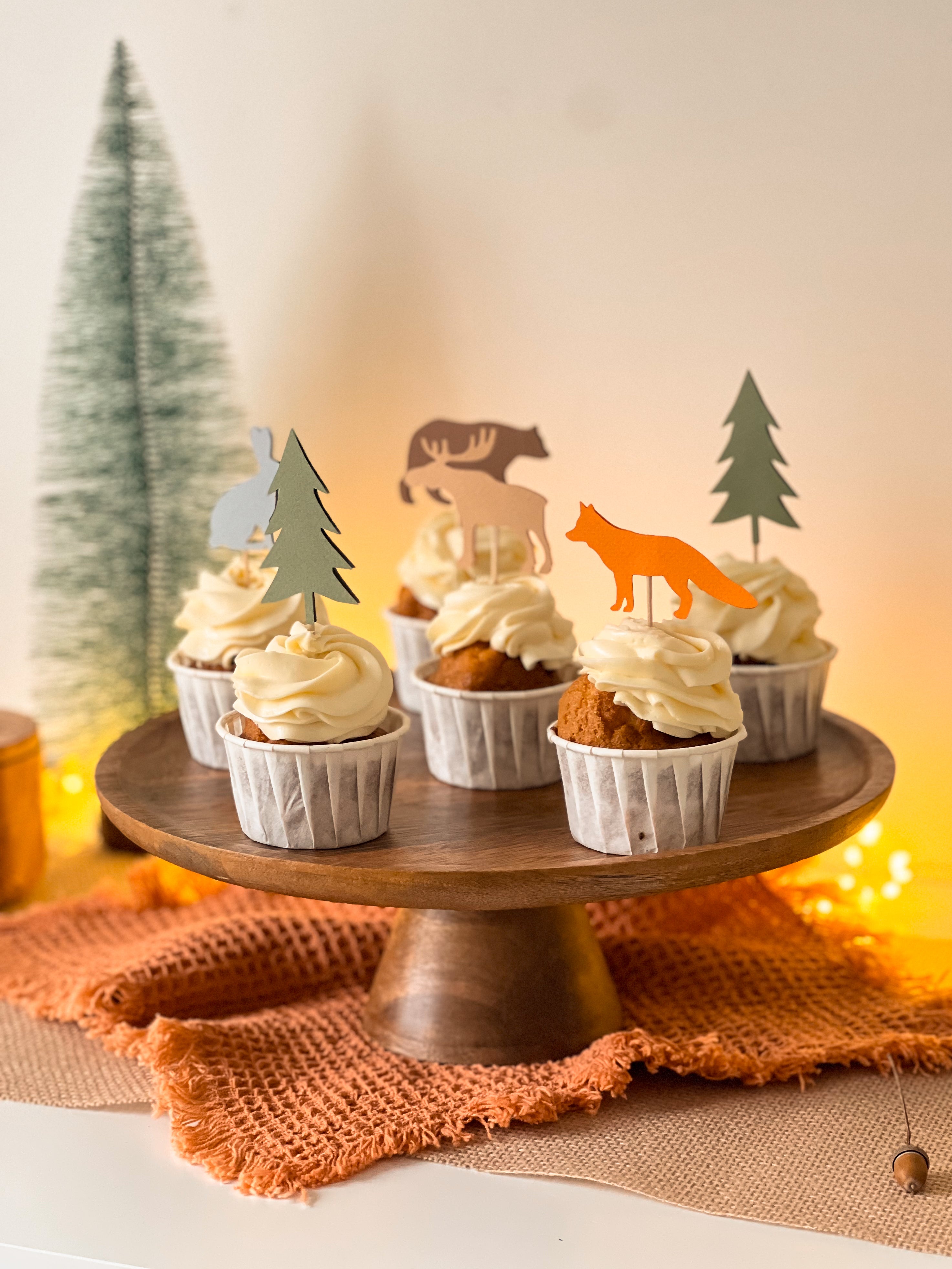 Woodland Animals Cupcake Toppers 1st Birthday Decorations