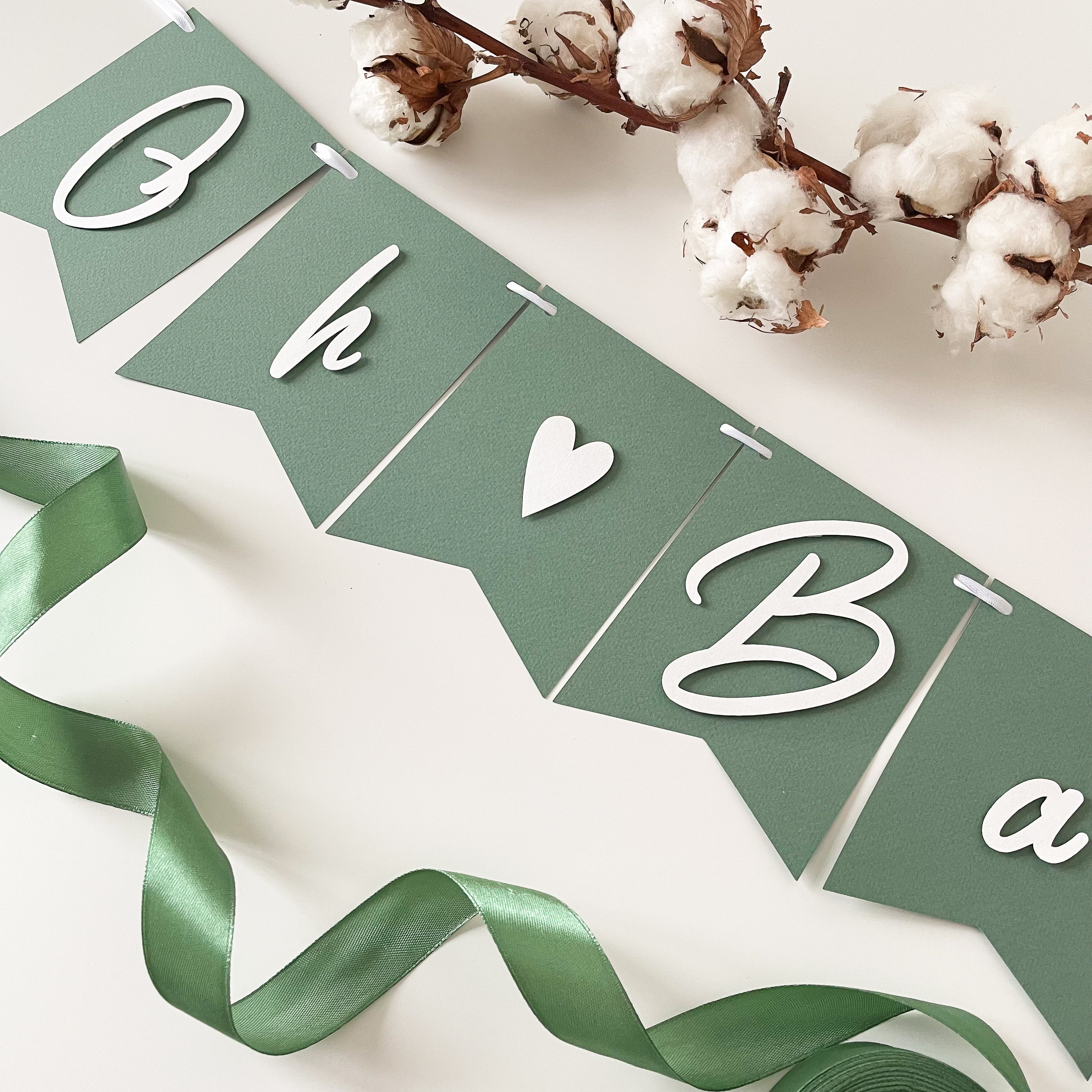 Sage Green Baby Shower Banner - Gender Neutral Decor - Oh Baby Sign