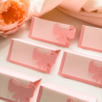 Pink Bow Place Cards Pink Blush Baby Shower Coquette Place Cards 