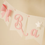 Pink Bow Baby It's Cold Outside Banner - Winter Christmas Baby Shower