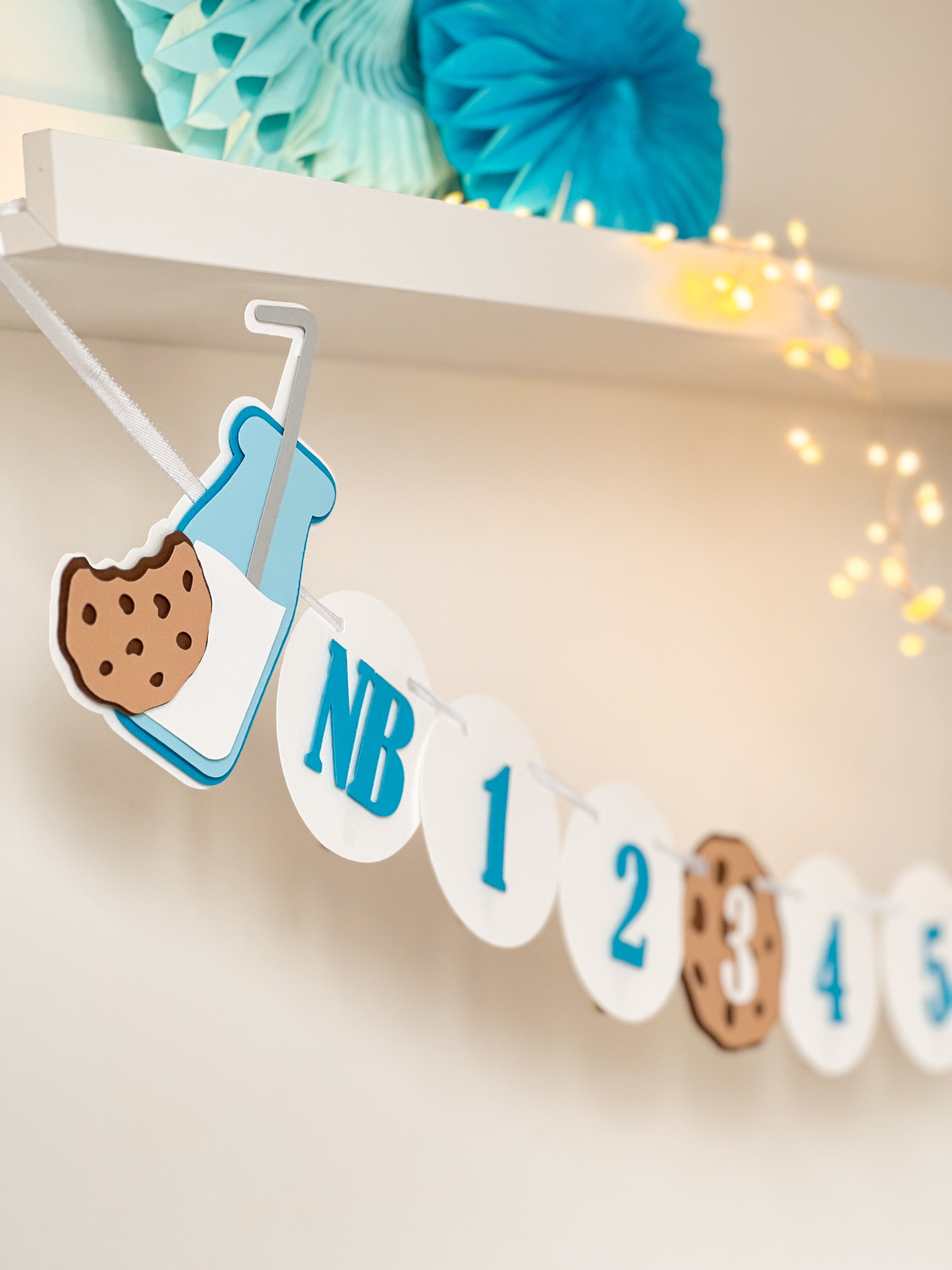 Milk Cookies Photo Banner 12 month Milk Photo Banner Milk & Cookies theme Boy First Birthday One Cookies