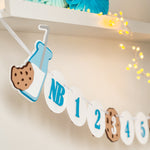 Milk Cookies Photo Banner 12 month Milk Photo Banner Milk & Cookies theme Boy First Birthday One Cookies