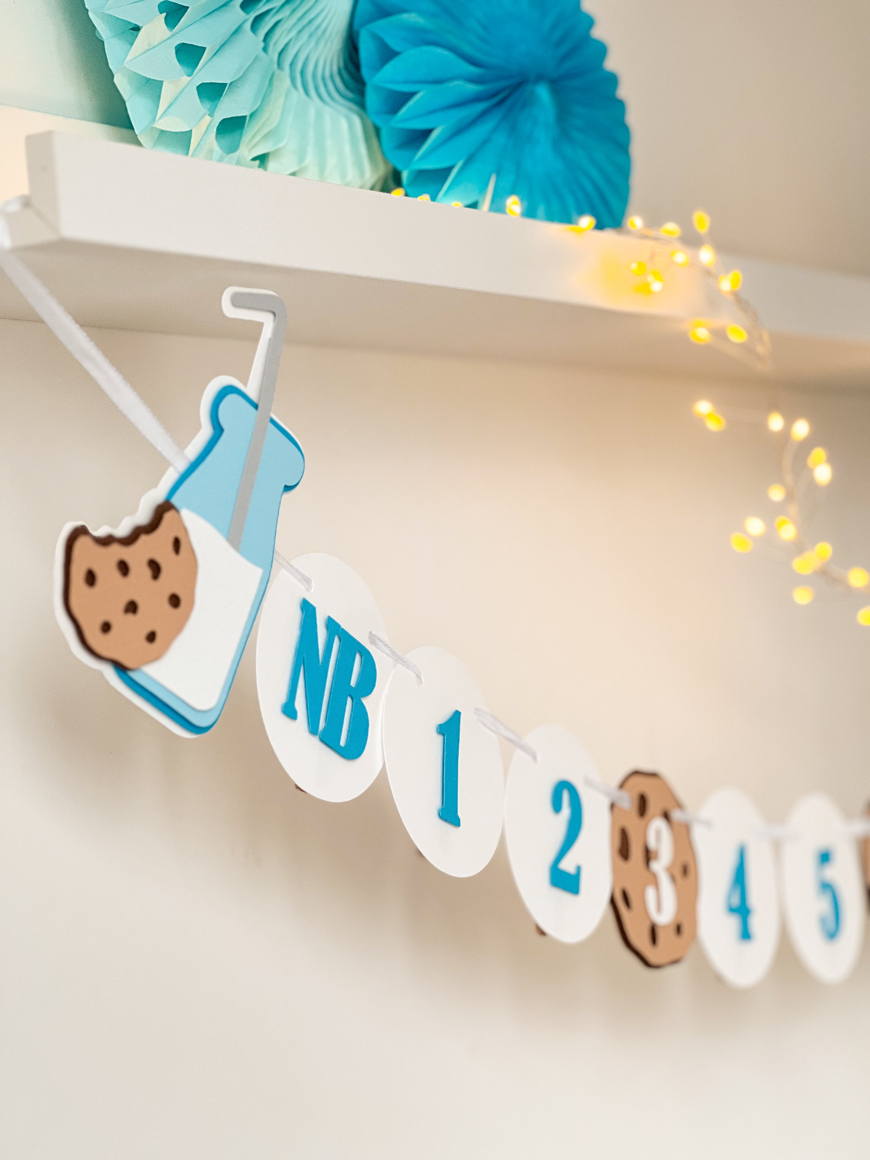 Milk Cookies Photo Banner 12 month Milk Photo Banner Milk & Cookies theme Boy First Birthday One Cookies