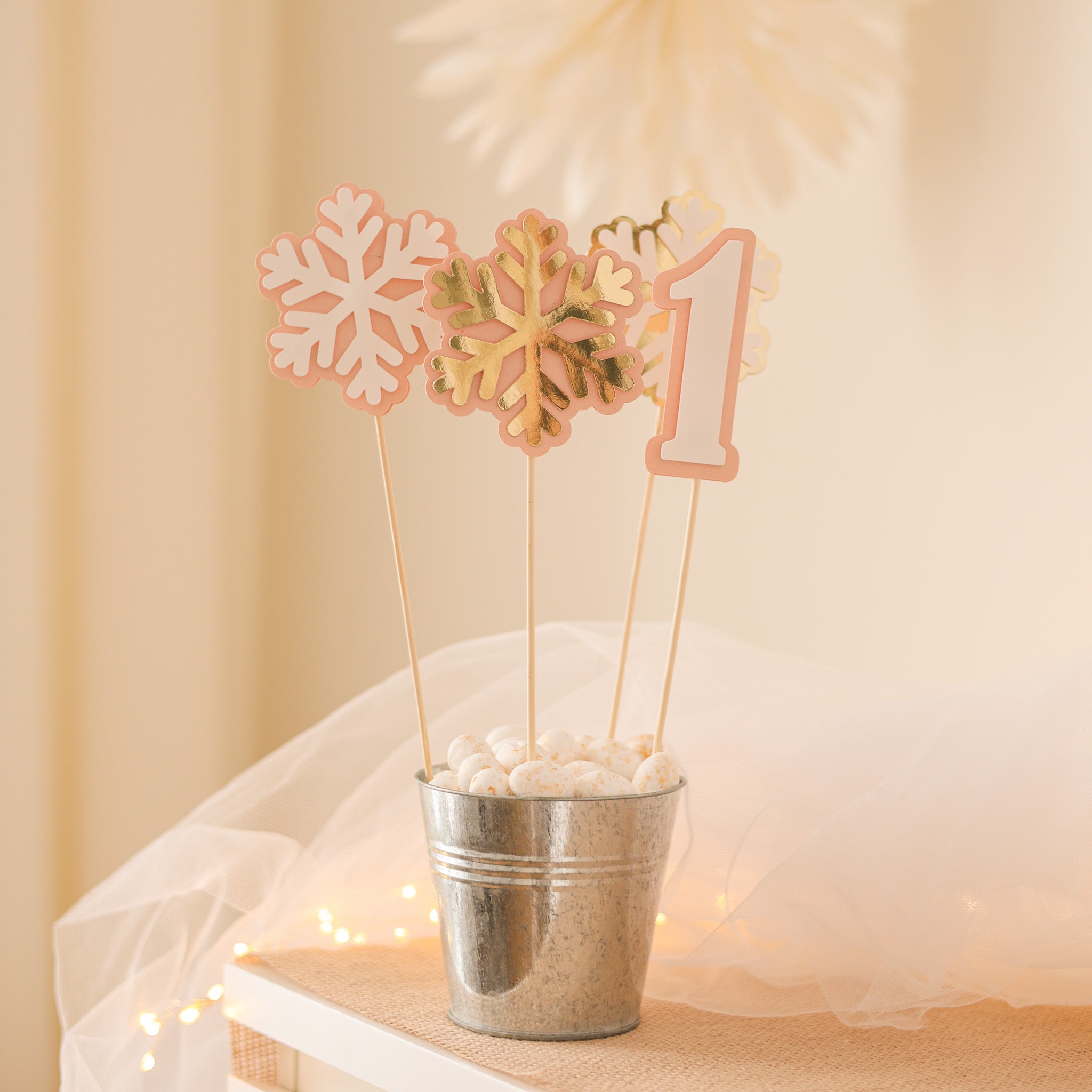 Winter Onederland 1st Birthday Snowflake Centerpiece Set (4 Pcs)