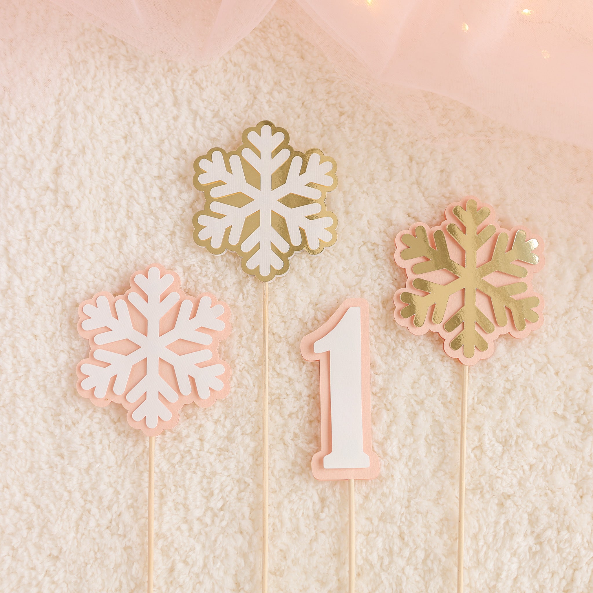 Winter Onederland 1st Birthday Snowflake Centerpiece Set (4 Pcs)