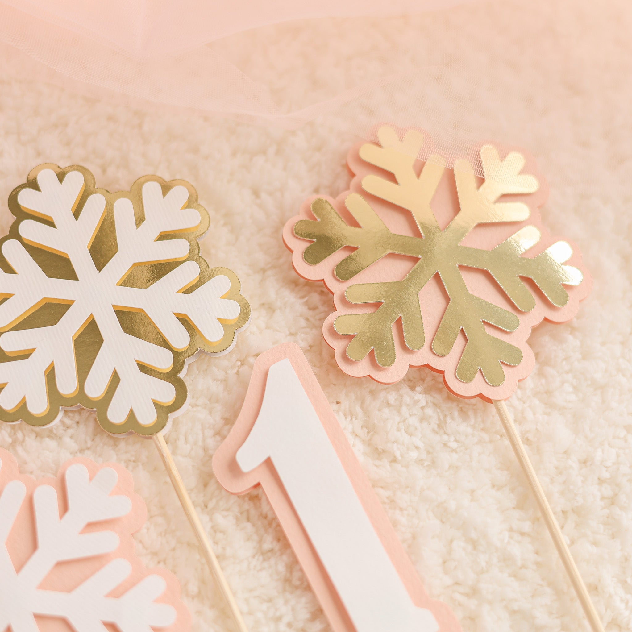 Winter Onederland 1st Birthday Snowflake Centerpiece Set (4 Pcs)