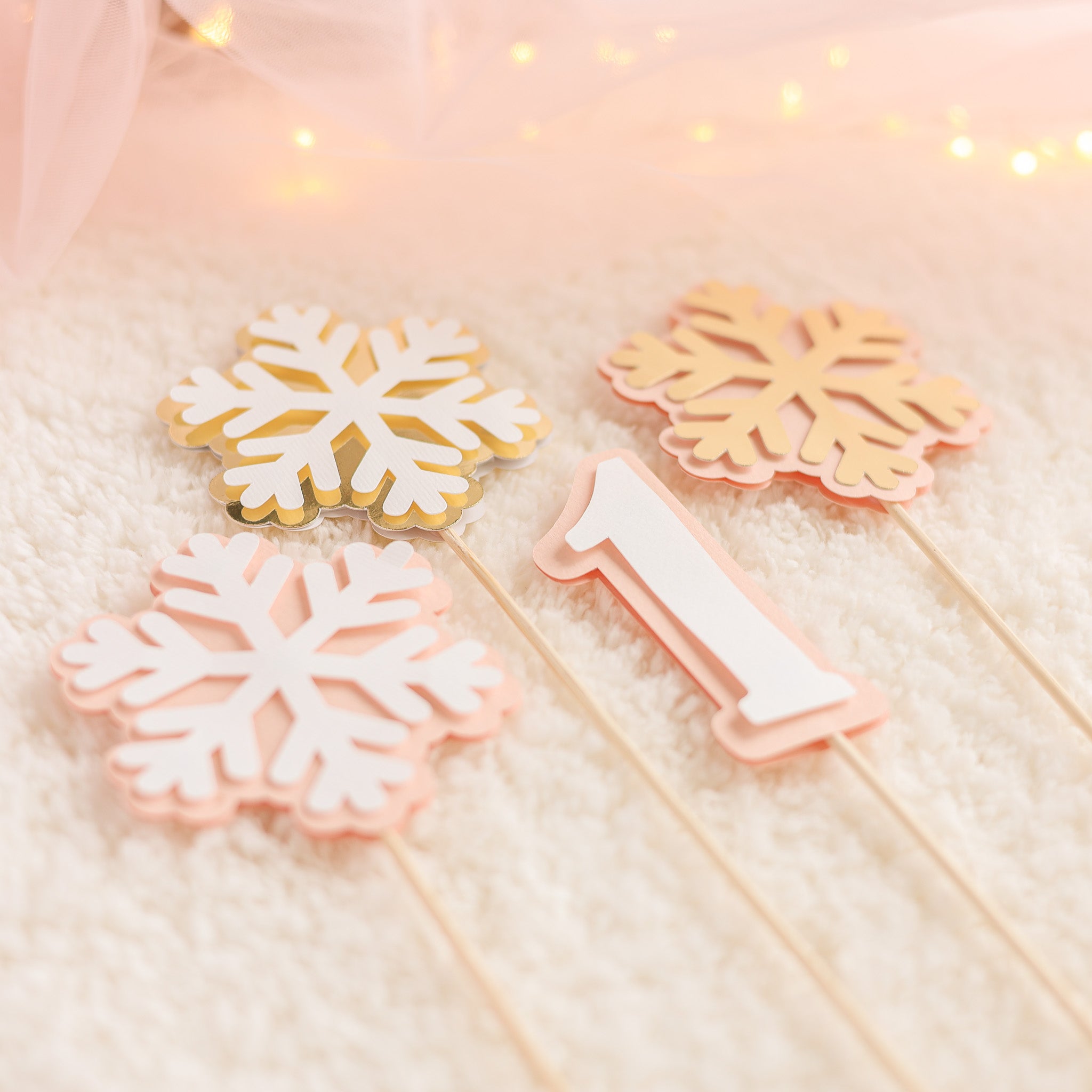 Winter Onederland 1st Birthday Snowflake Centerpiece Set (4 Pcs)