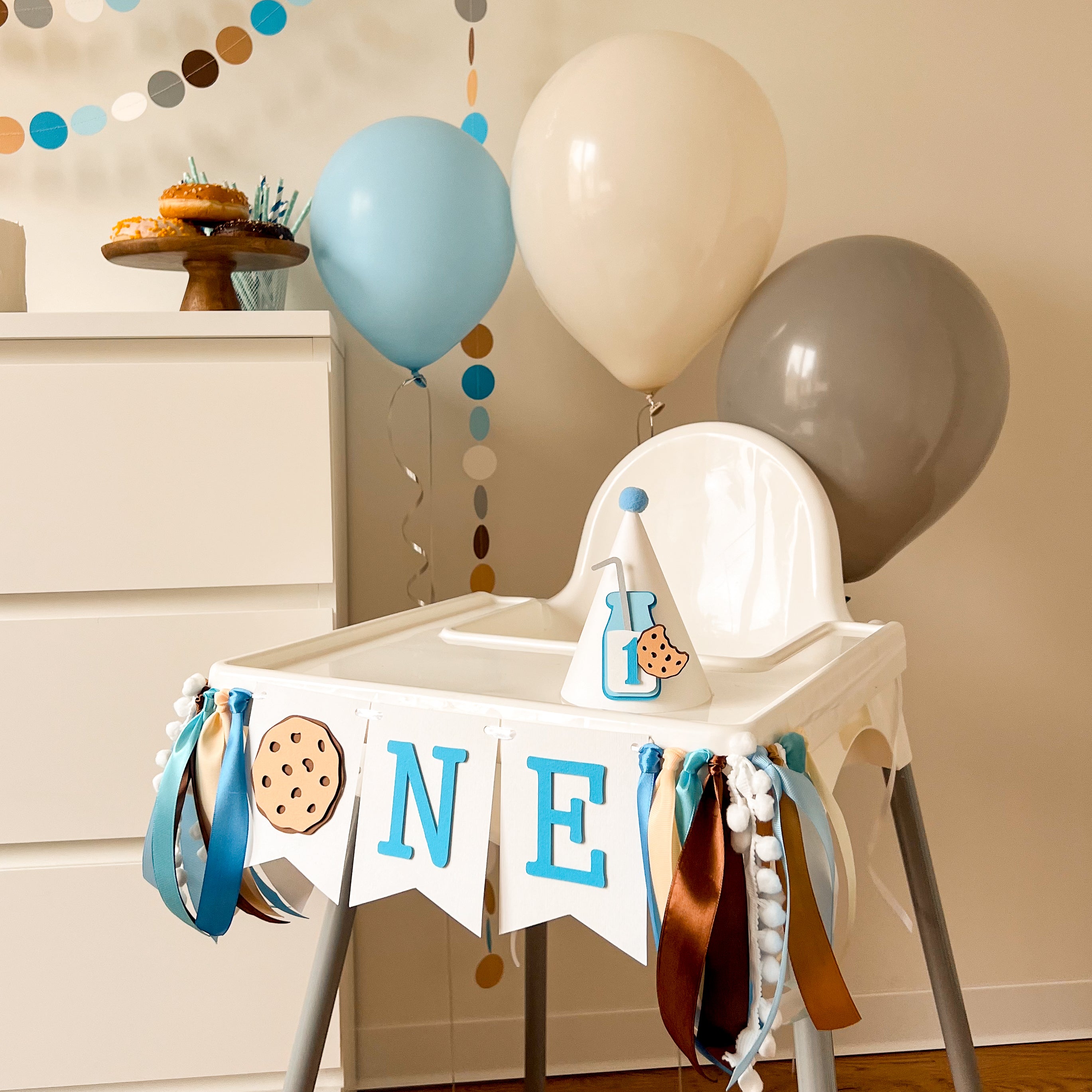 Milk Cookies Highchair Banner: Sweet Celebration Setup!