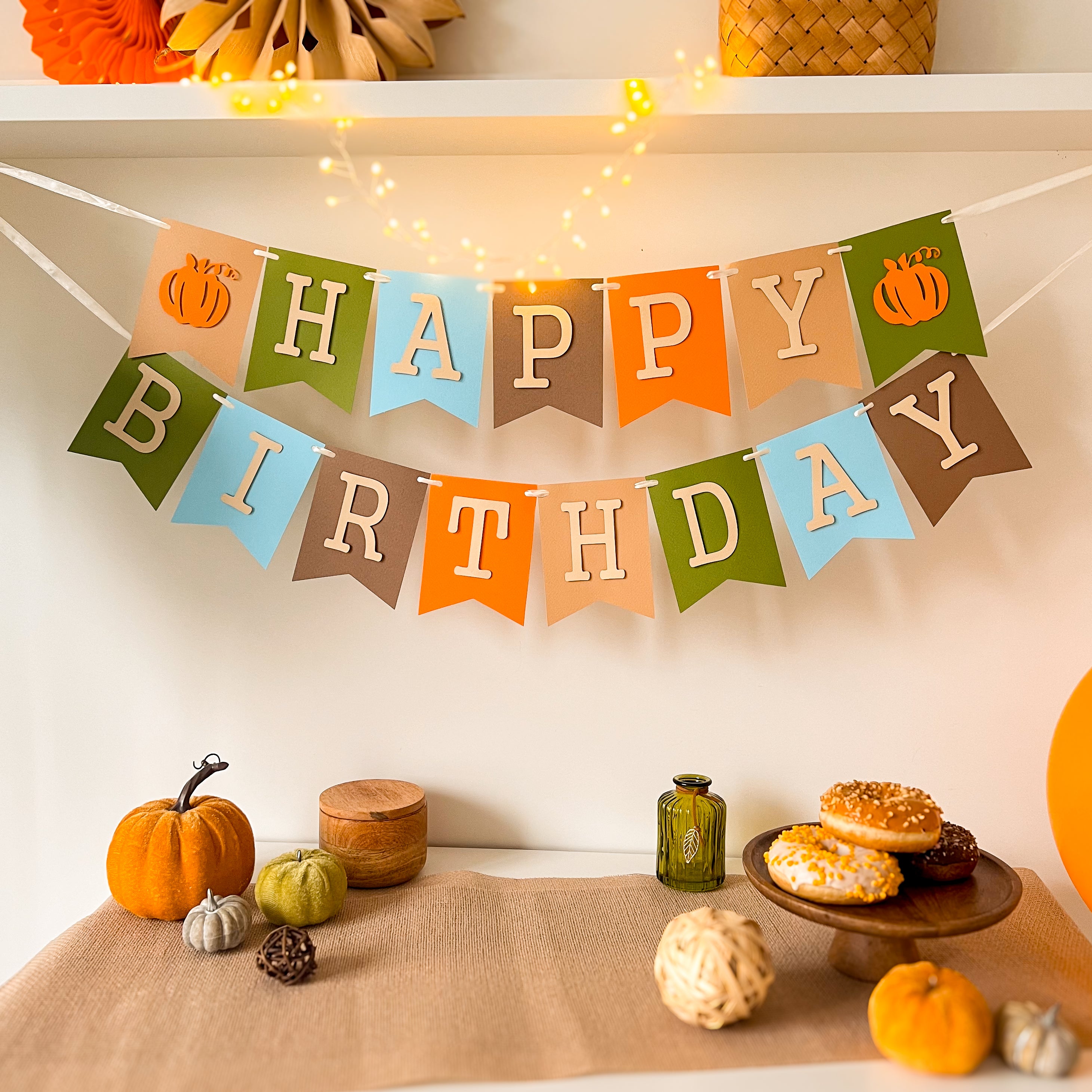 Boy Pumpkin First Birthday Banner Little Pumpkin Themed