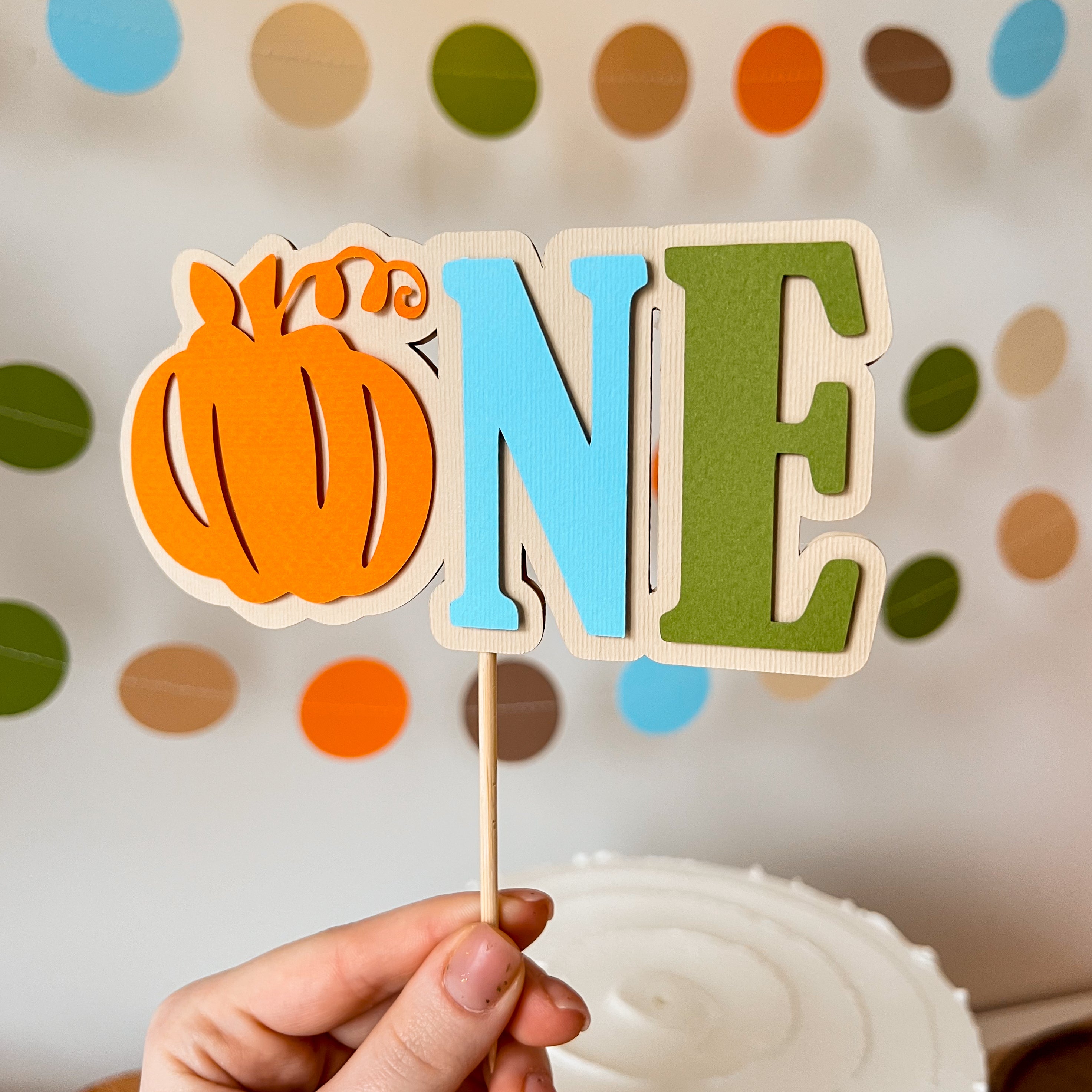 Boy Pumpkin Cake Topper Our Little Pumpkin is Turning One Decorations